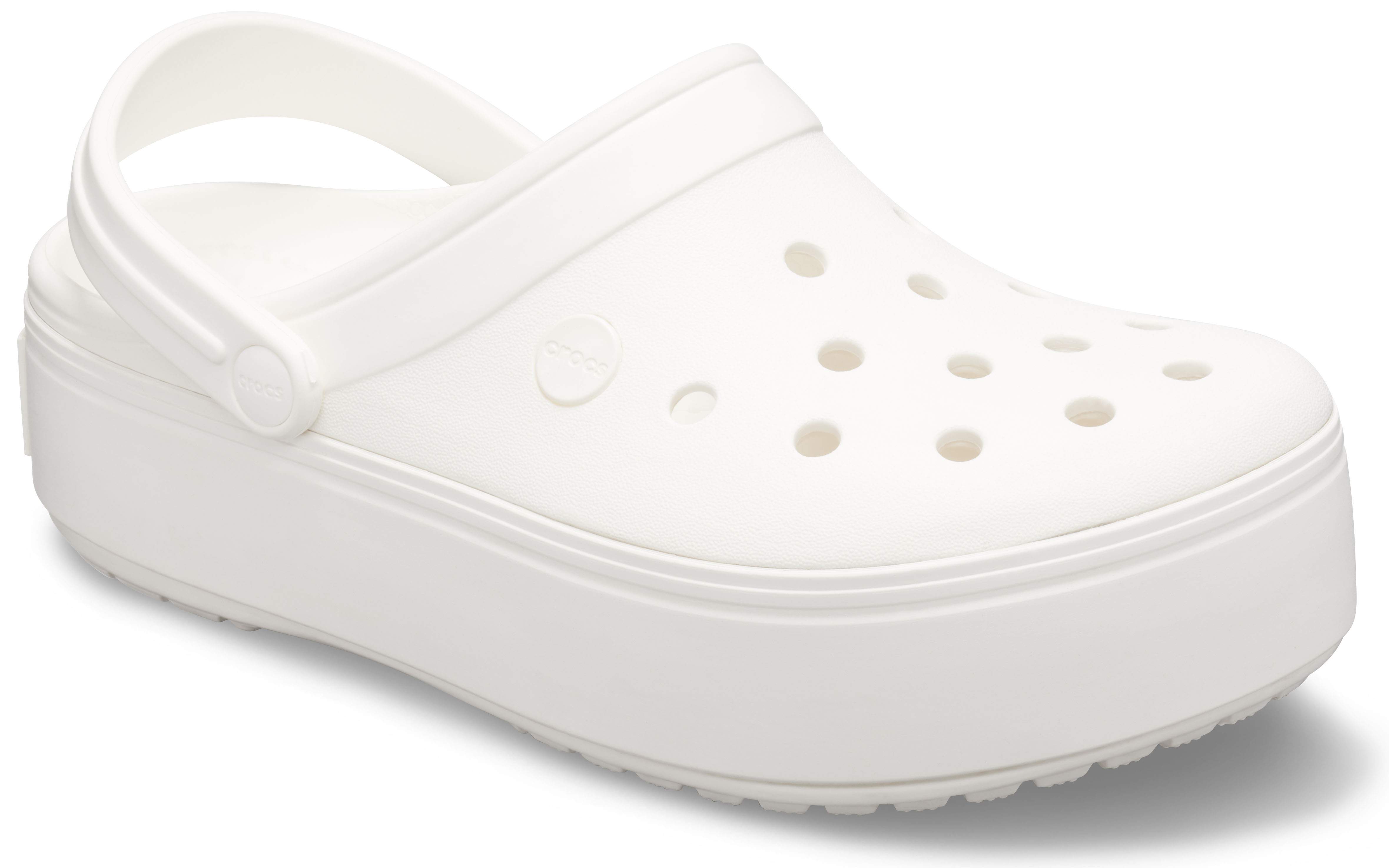white platform crocs