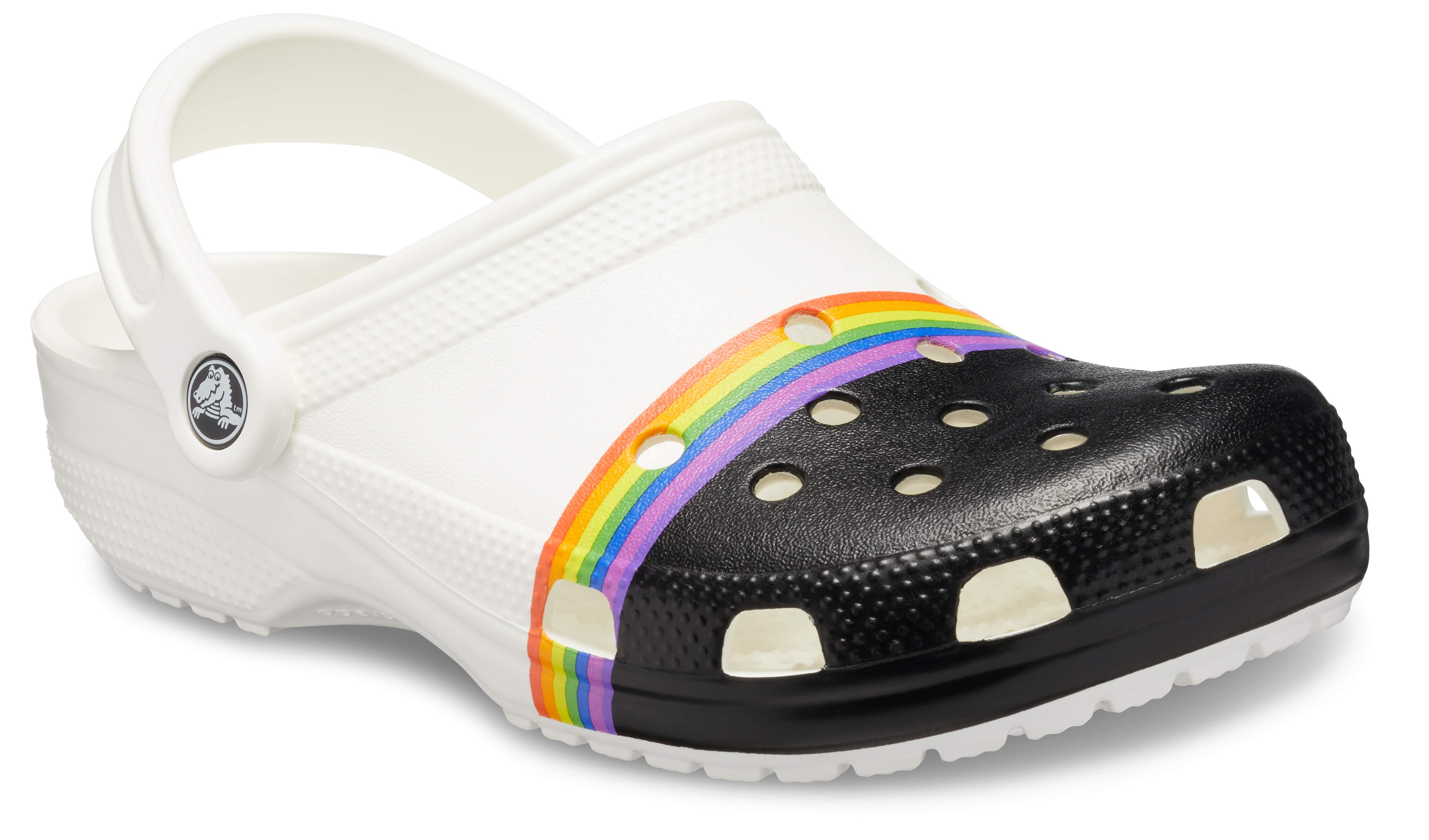 white multi crocs