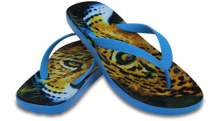 Crocs Ocean Chawaii Leopard Print Flip Shoes