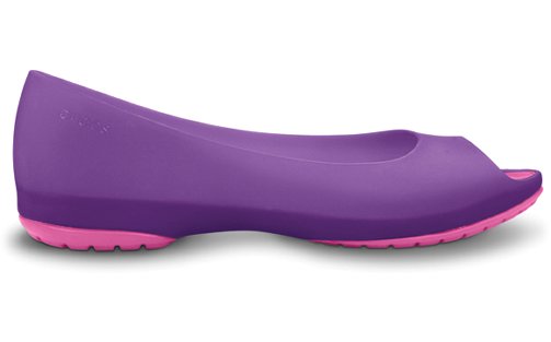 Crocs Carlie Peep Toe Flats Dahlia Fuchsia 9W Comfortable Flat Womens 