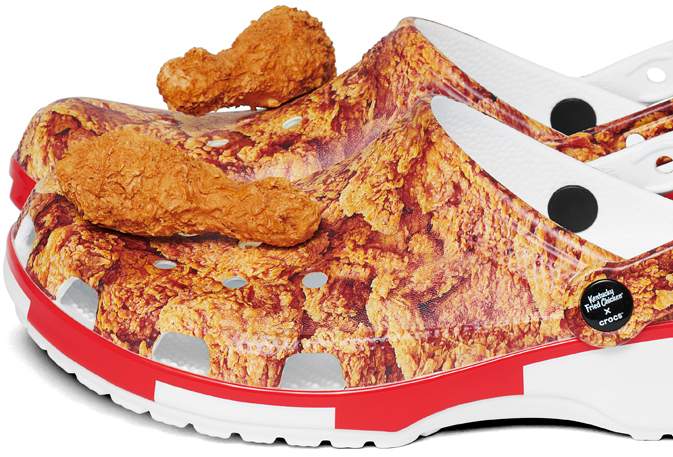 Kentucky Fried Chicken® Classic Clogs featuring drumstick Jibbitz™ on top.