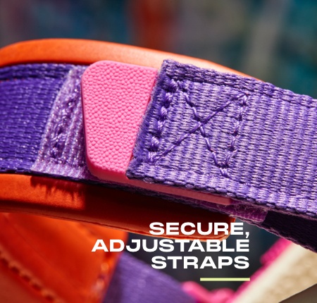 Secure adjustable straps.