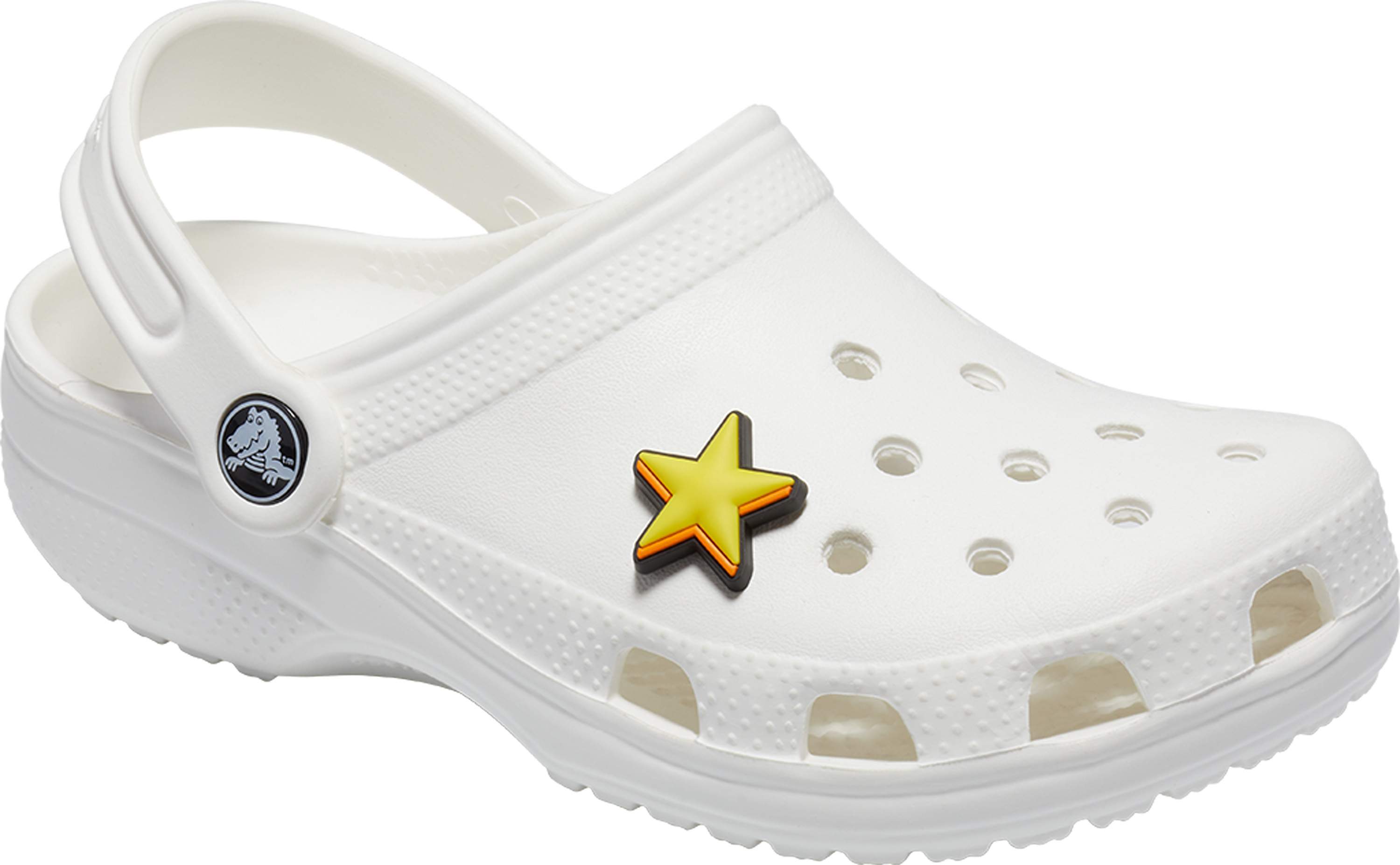 white crocs with buttons