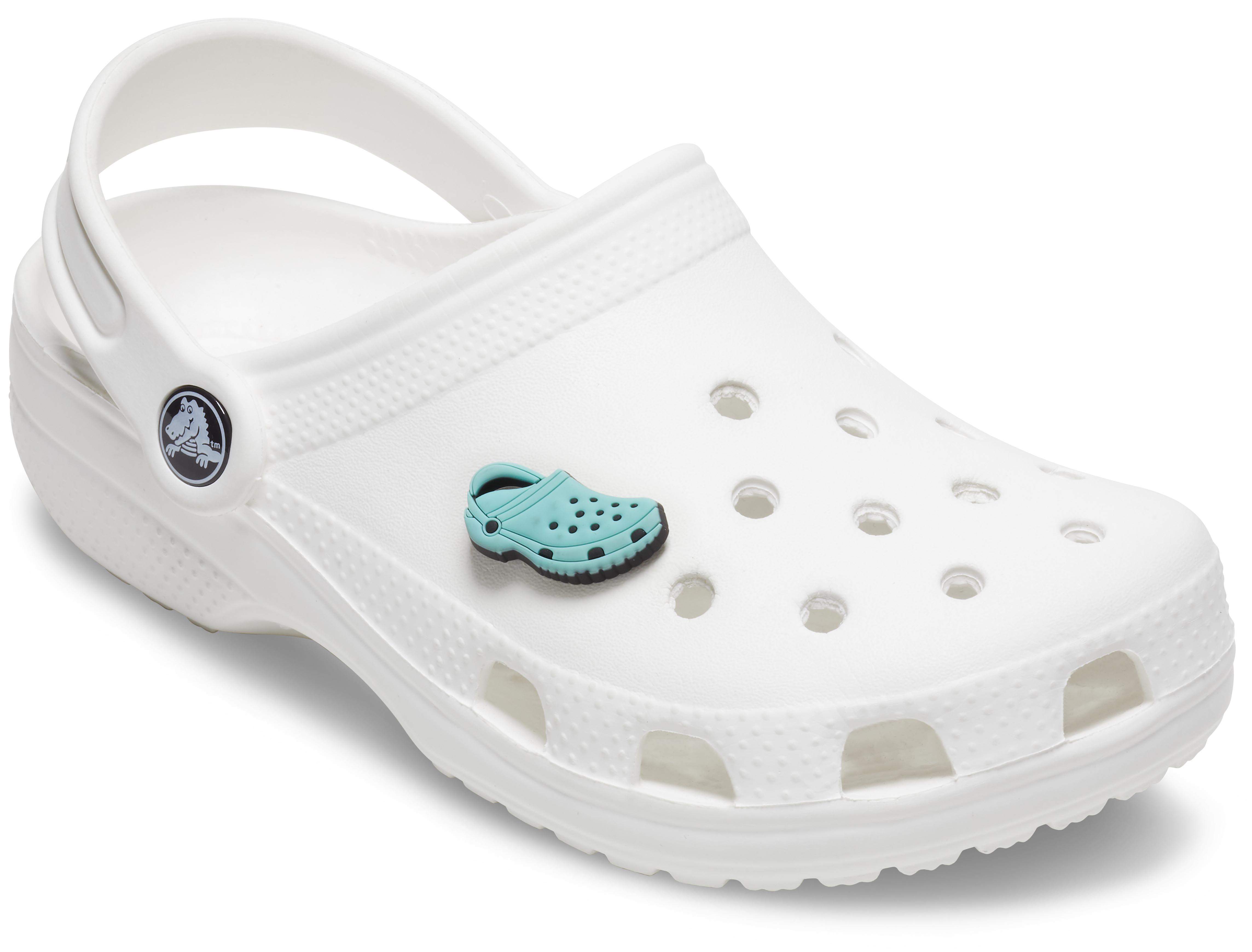 blue crocs with charms