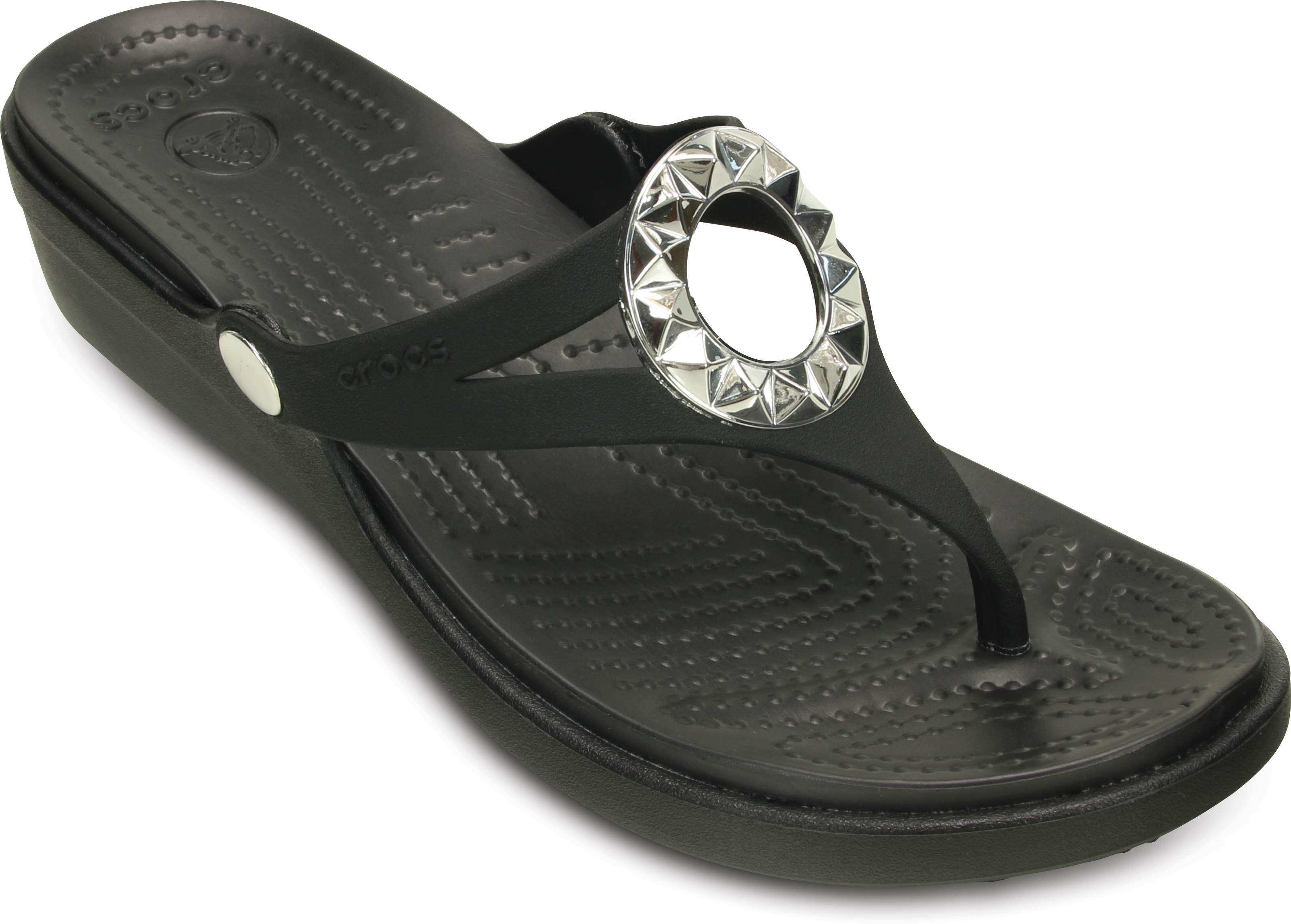 Crocs Sanrah Studded Circle Womens Wedge Flip-Flop | eBay