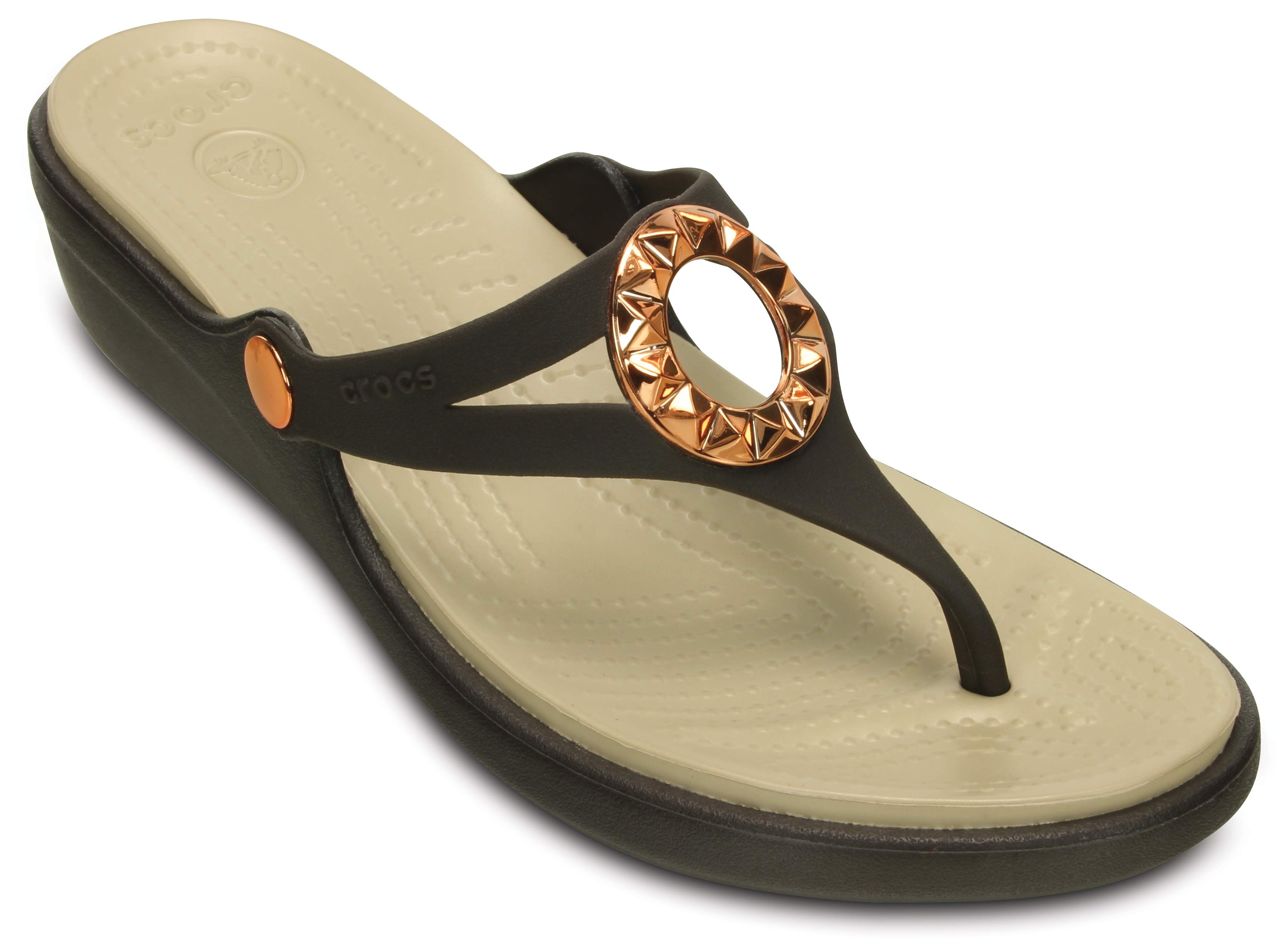 Crocs Sanrah Studded Circle Womens Wedge Flip-Flop | eBay