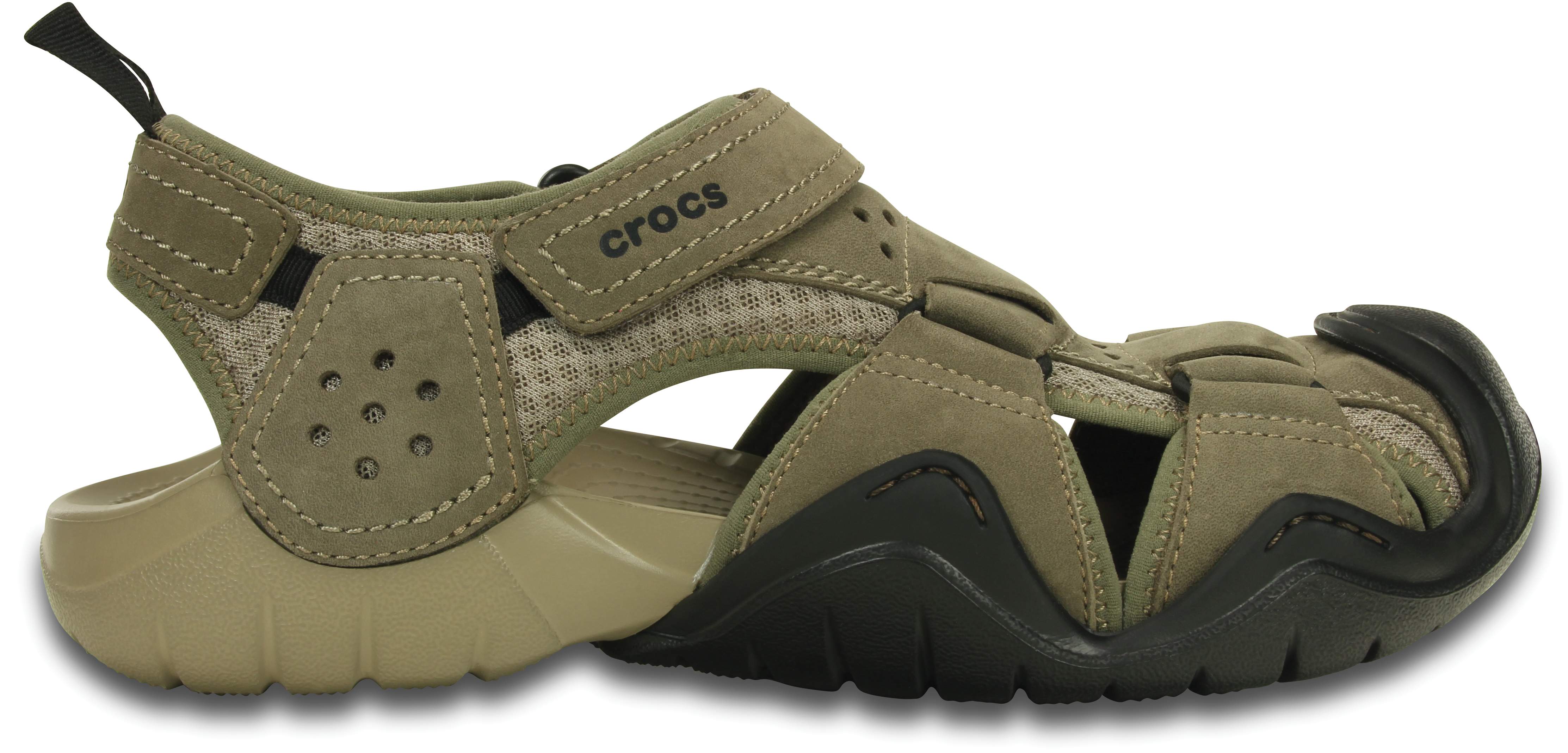 Crocs Mens Swiftwater Leather Fisherman Sandal