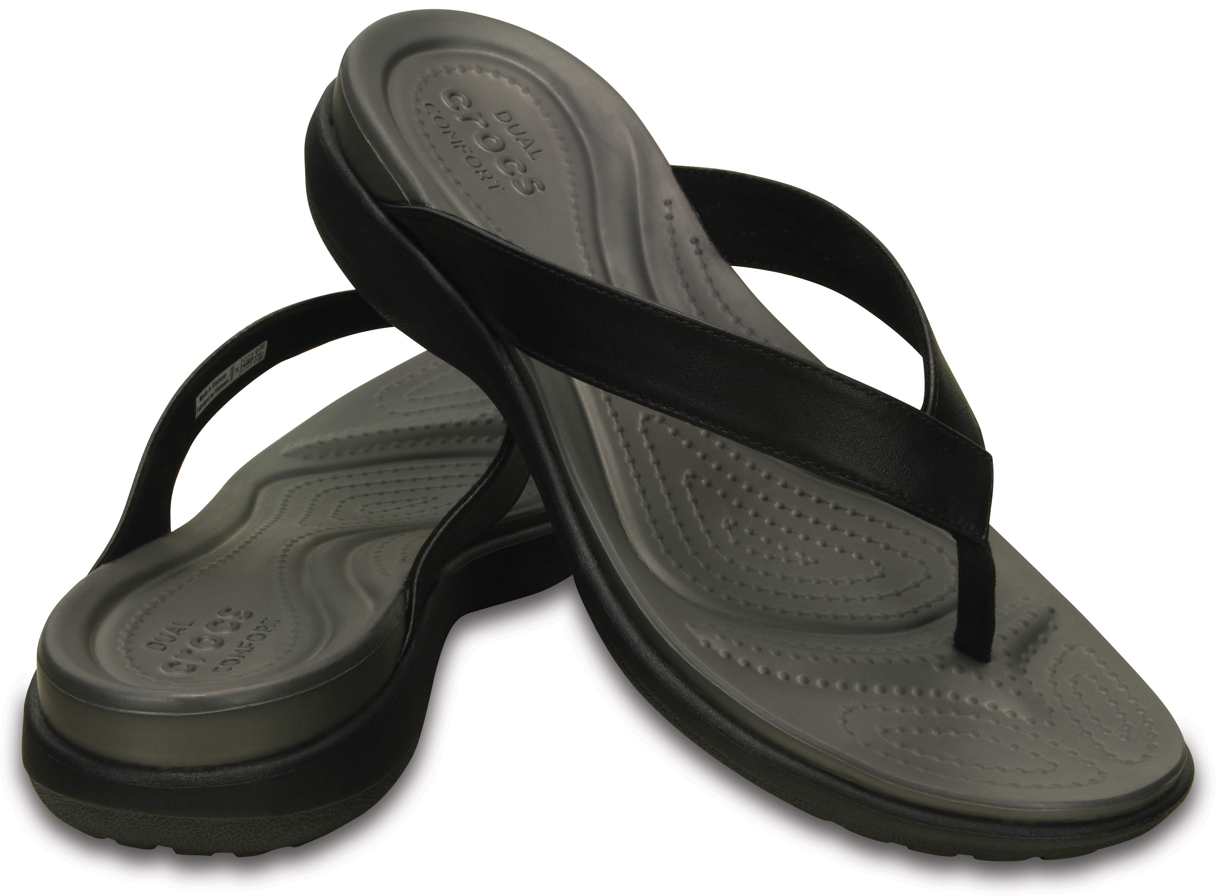 womens black croc flip flops