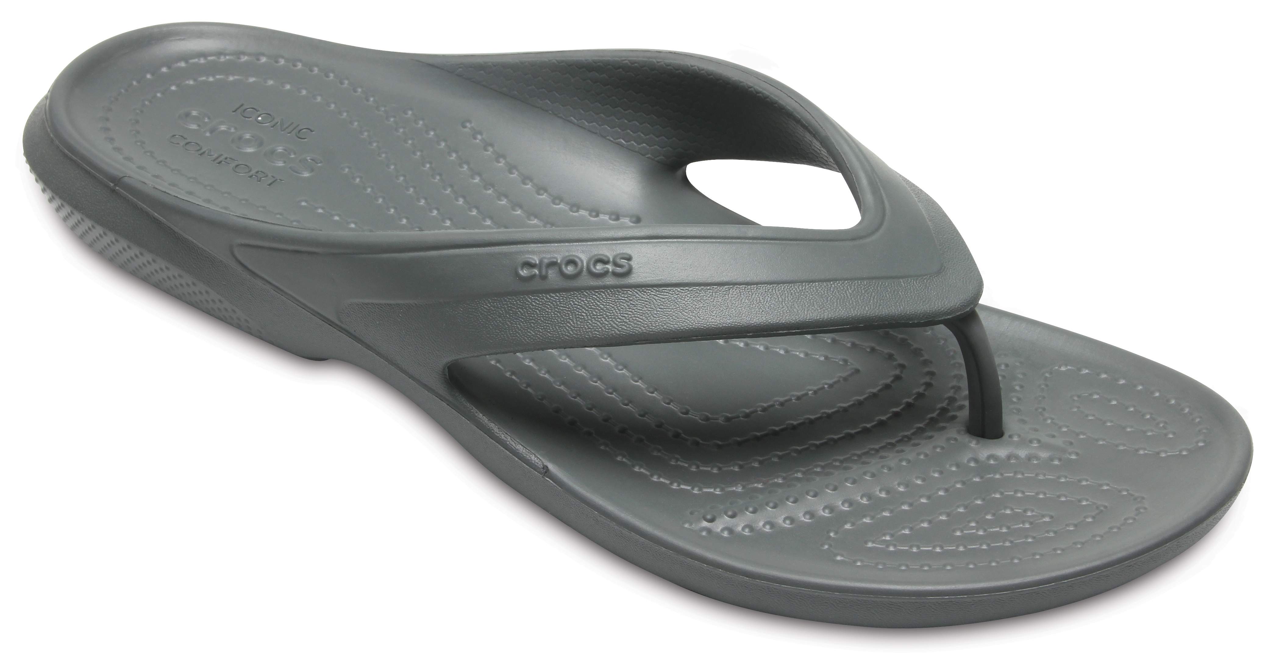 crocs silver flip flops