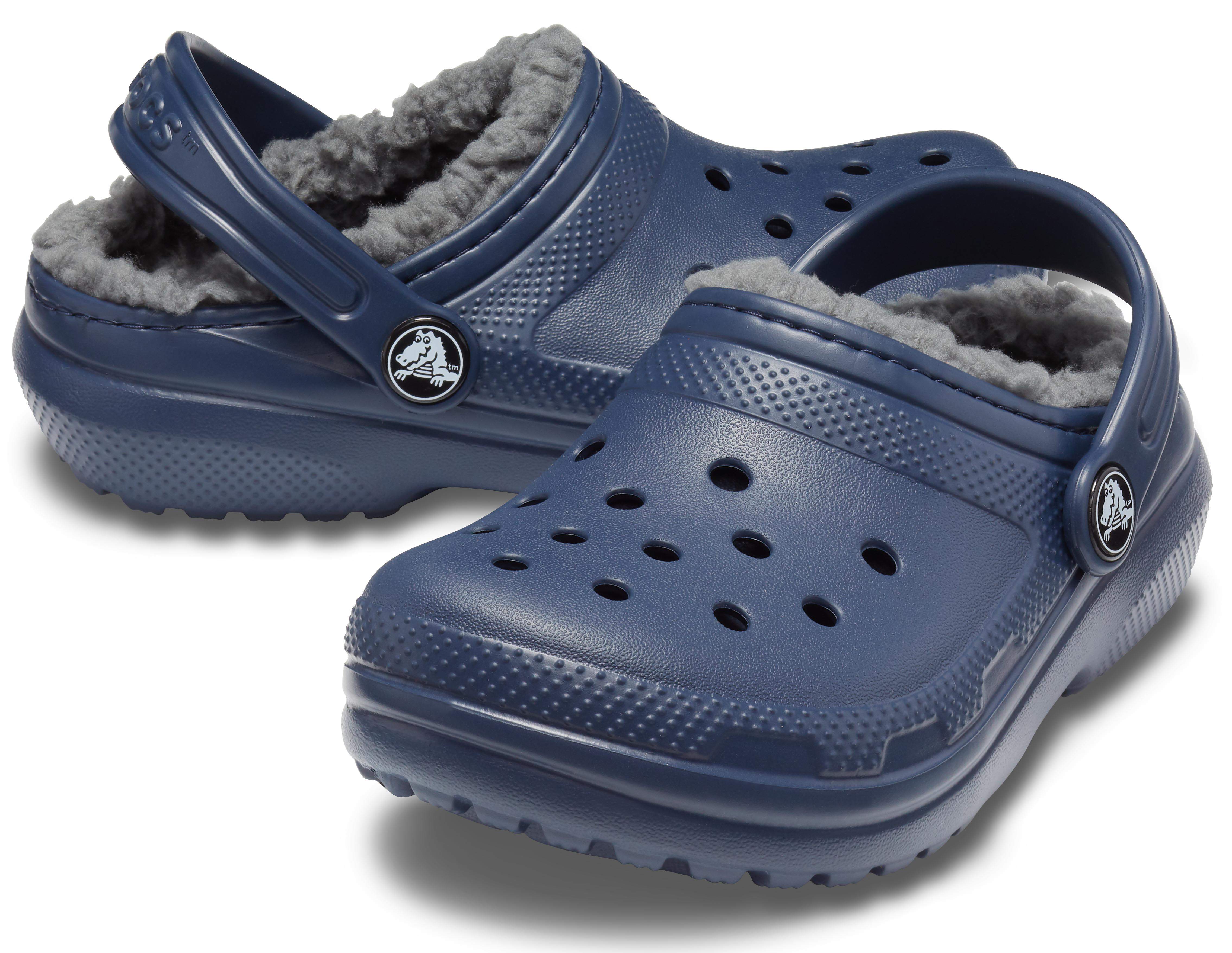 light blue lined crocs