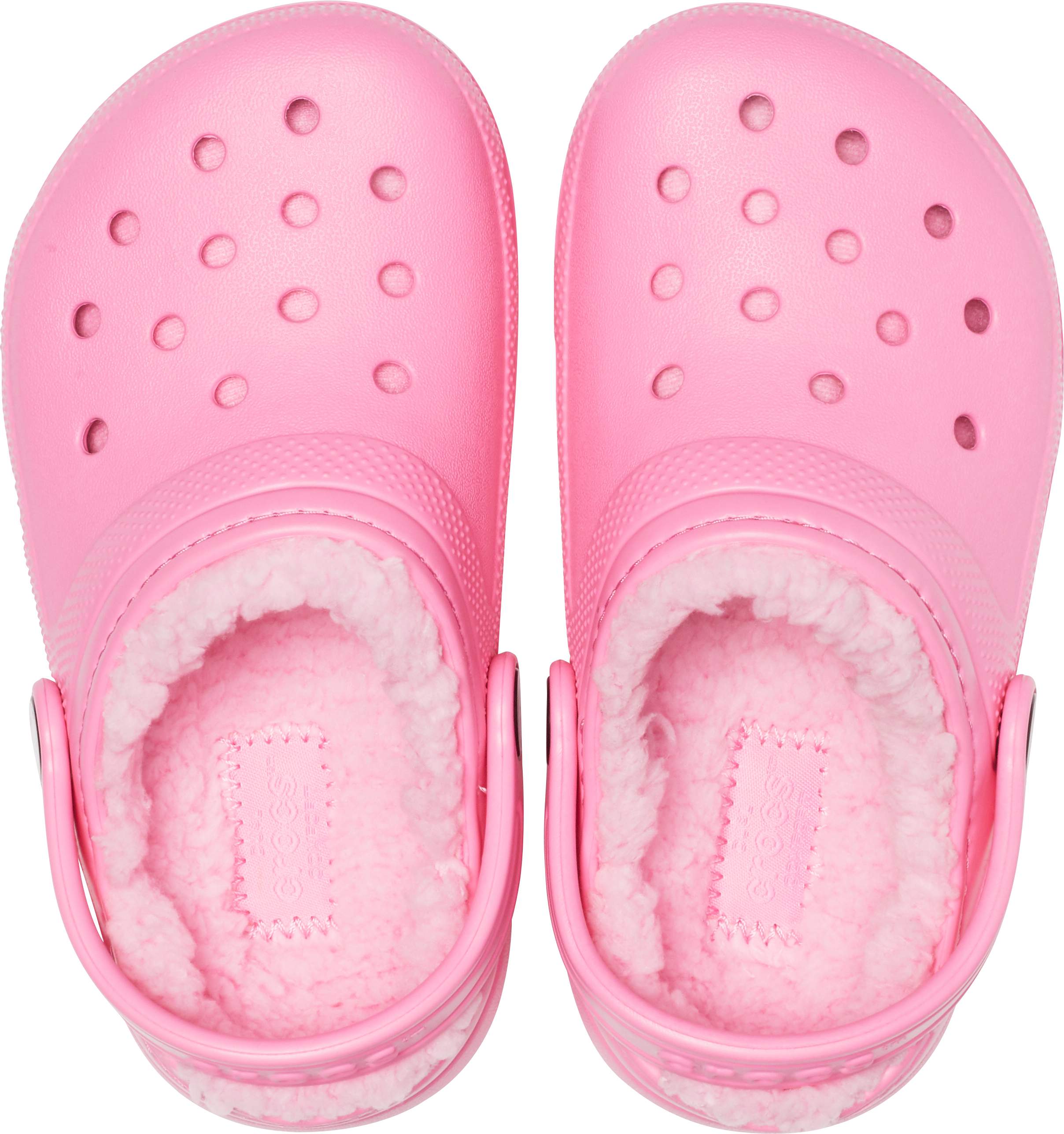 furry pink crocs