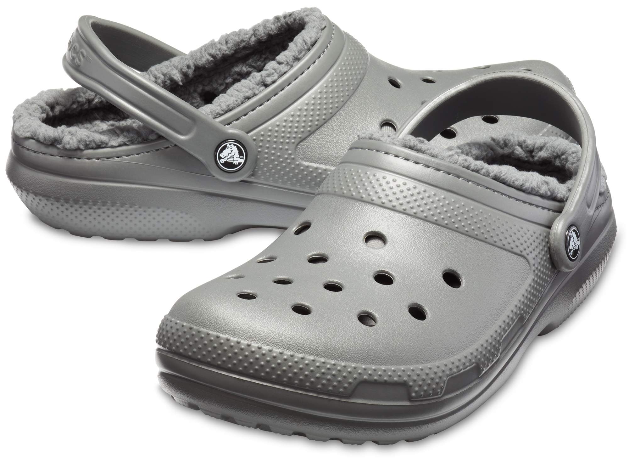 grey lined crocs