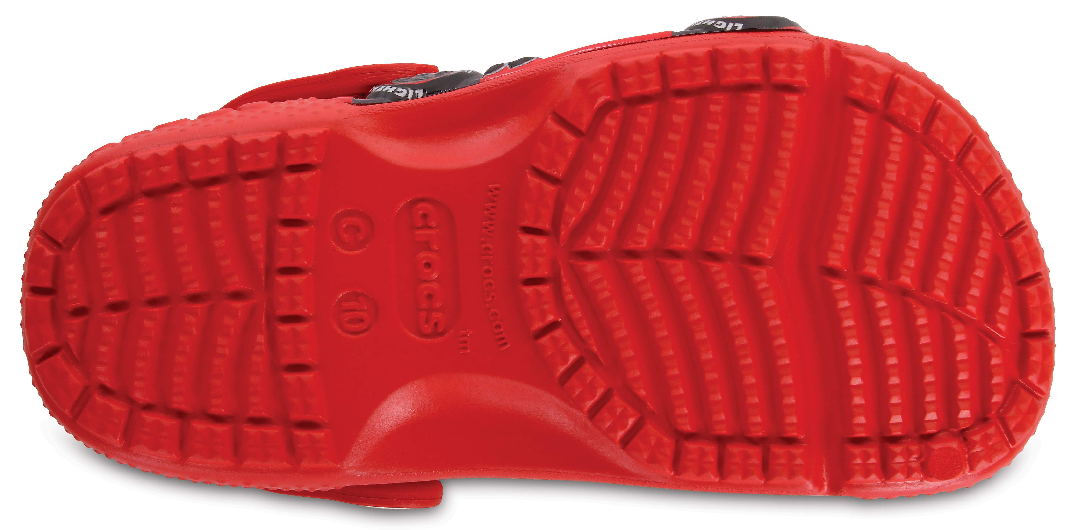red and black crocs