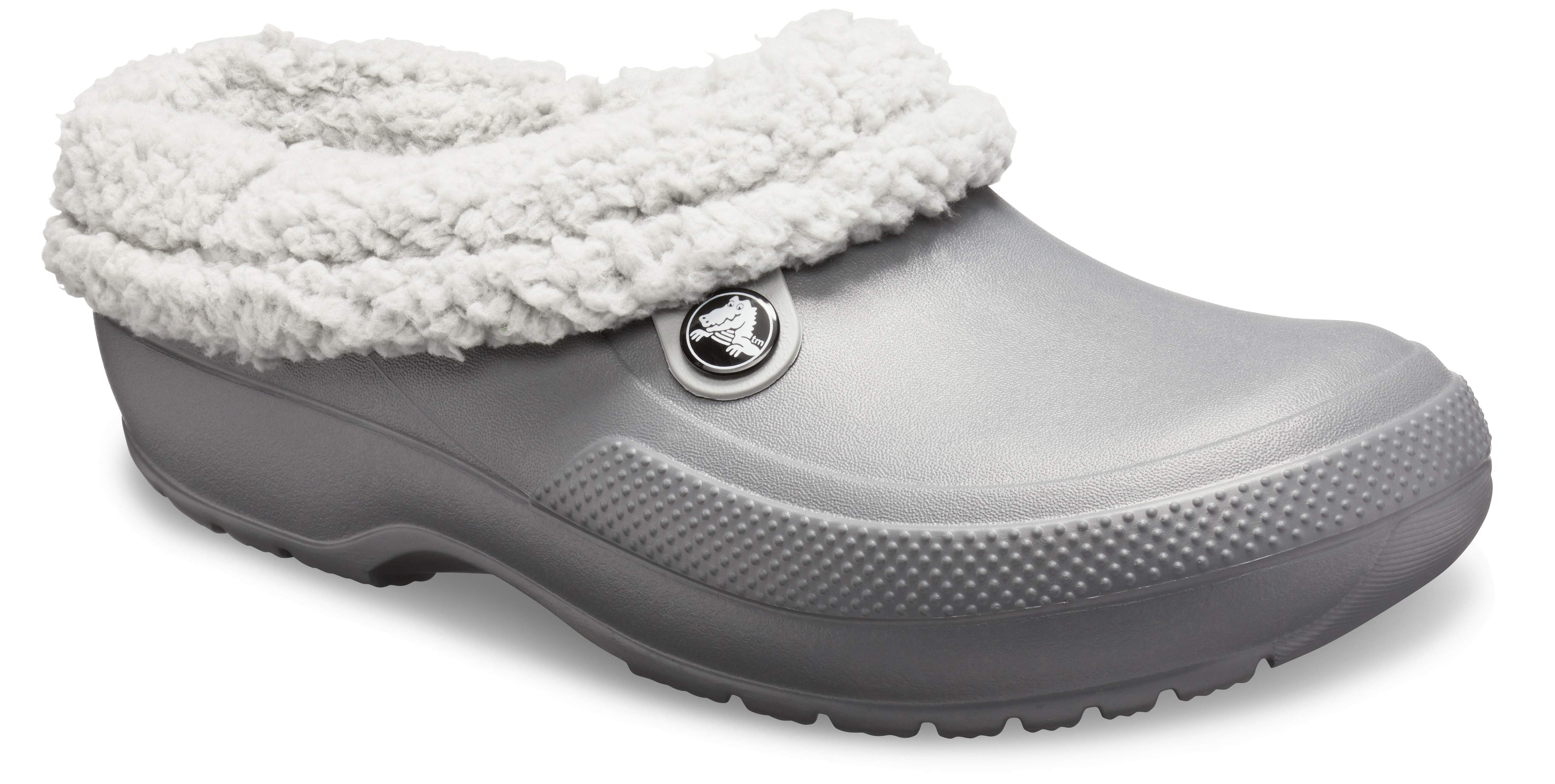 white fuzzy lined crocs