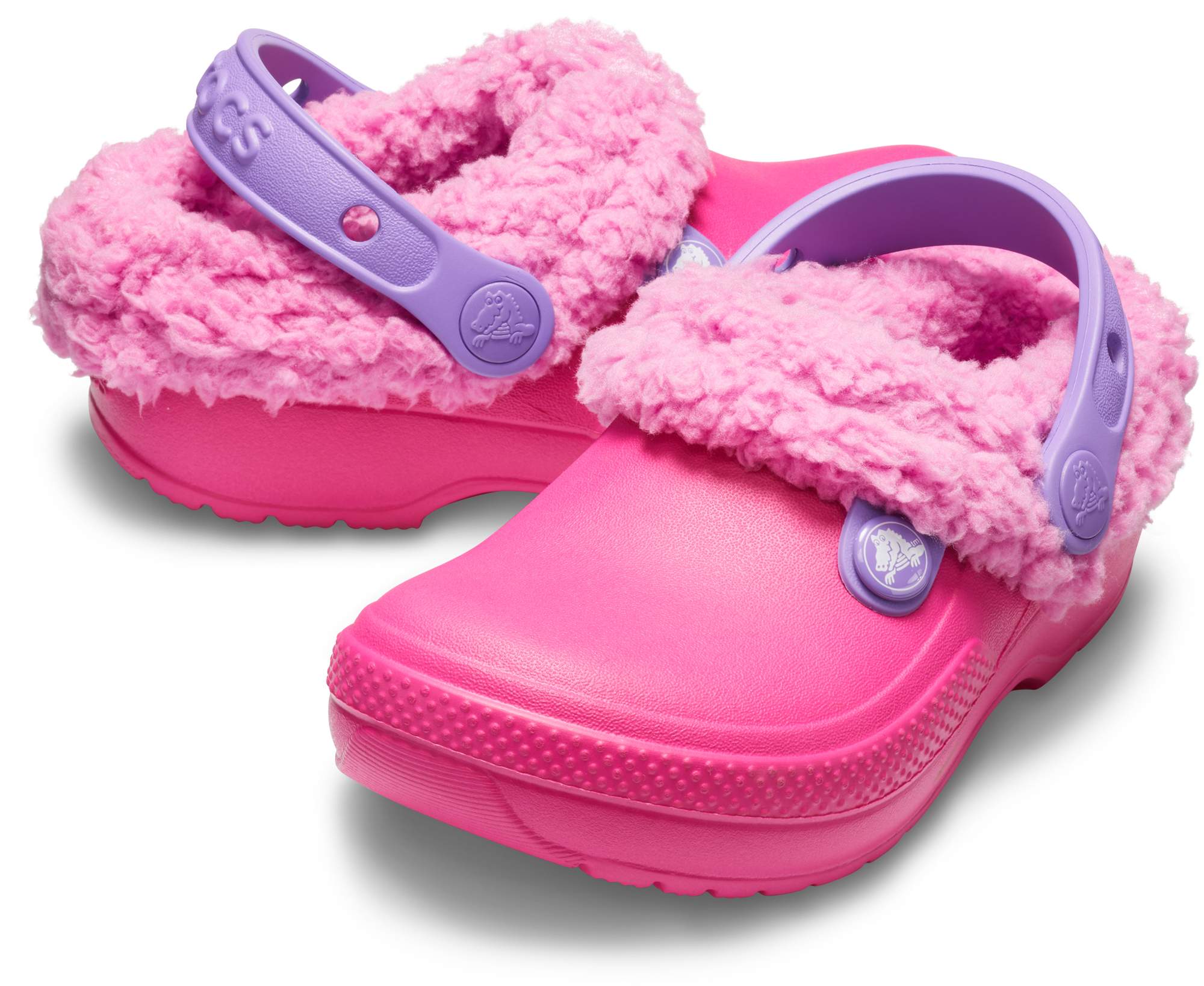 fur lined pink crocs