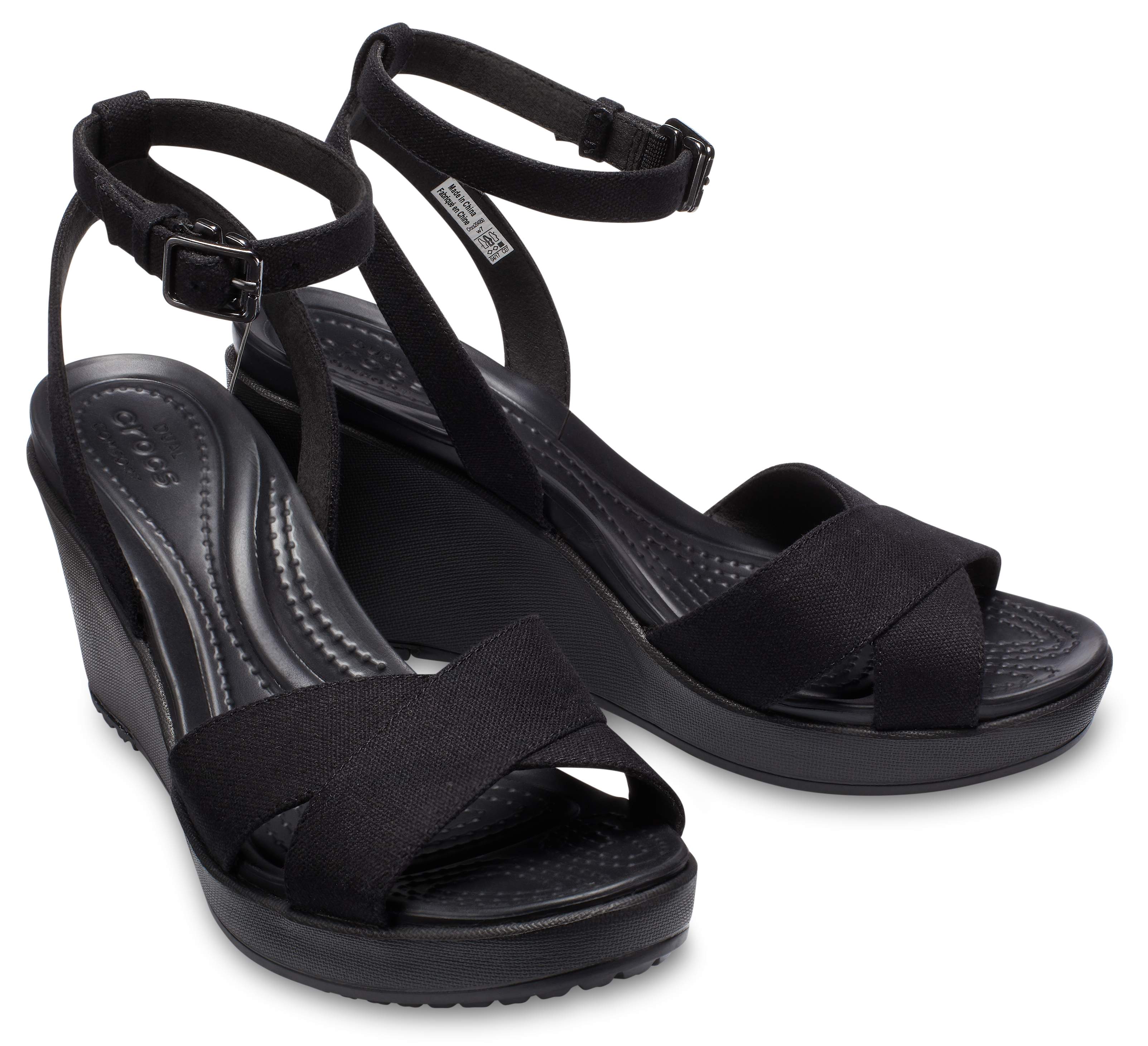 crocs leigh ankle strap wedge