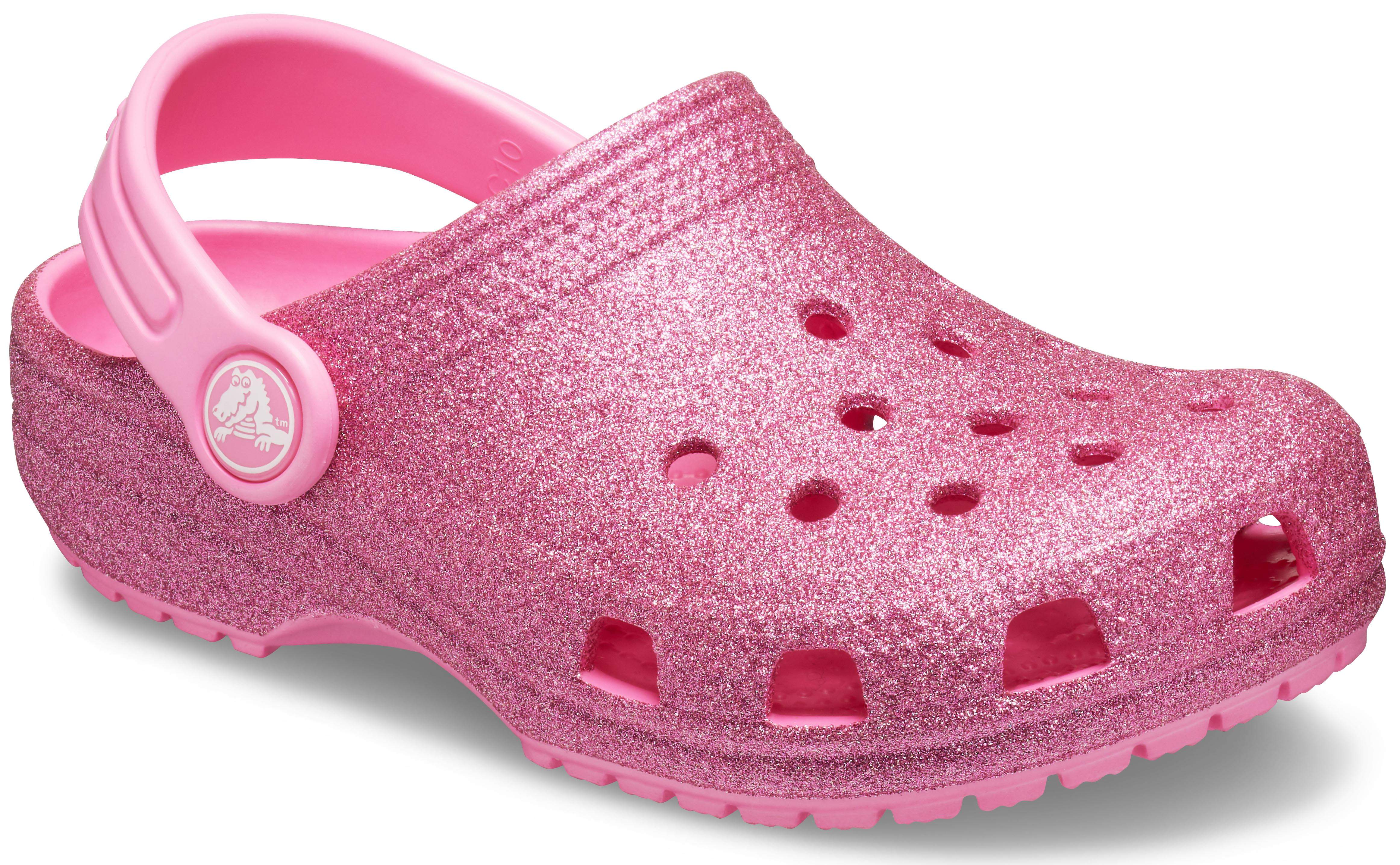 pink glitter crocs