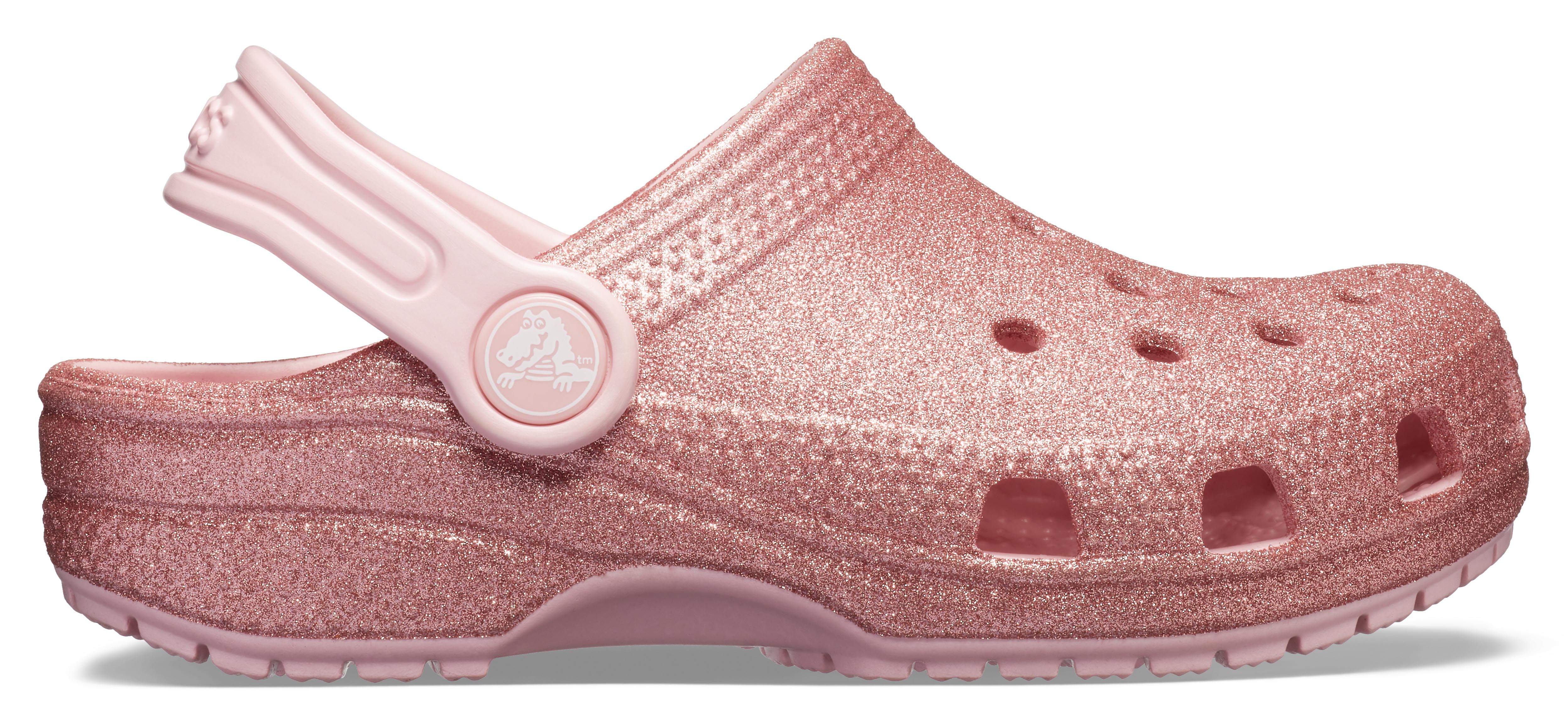 pink glitter crocs women's