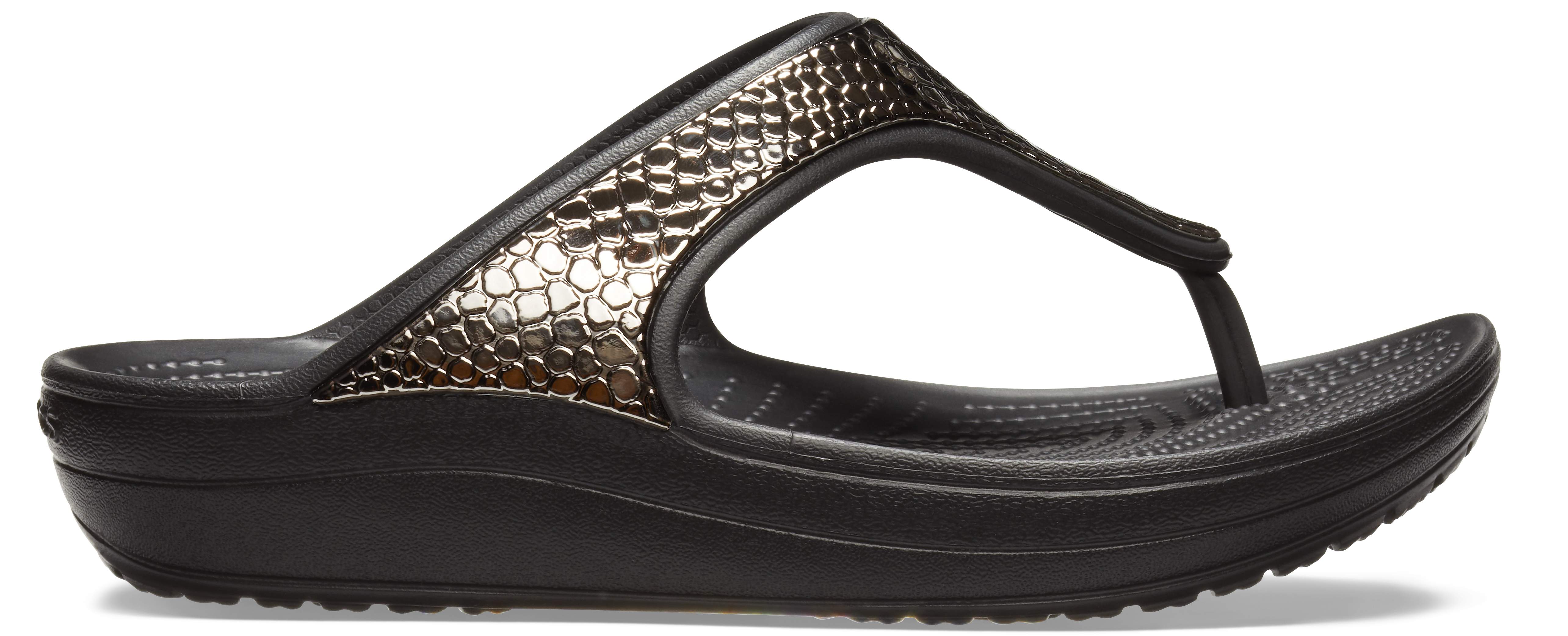 women's crocs sloane metallic texture slide