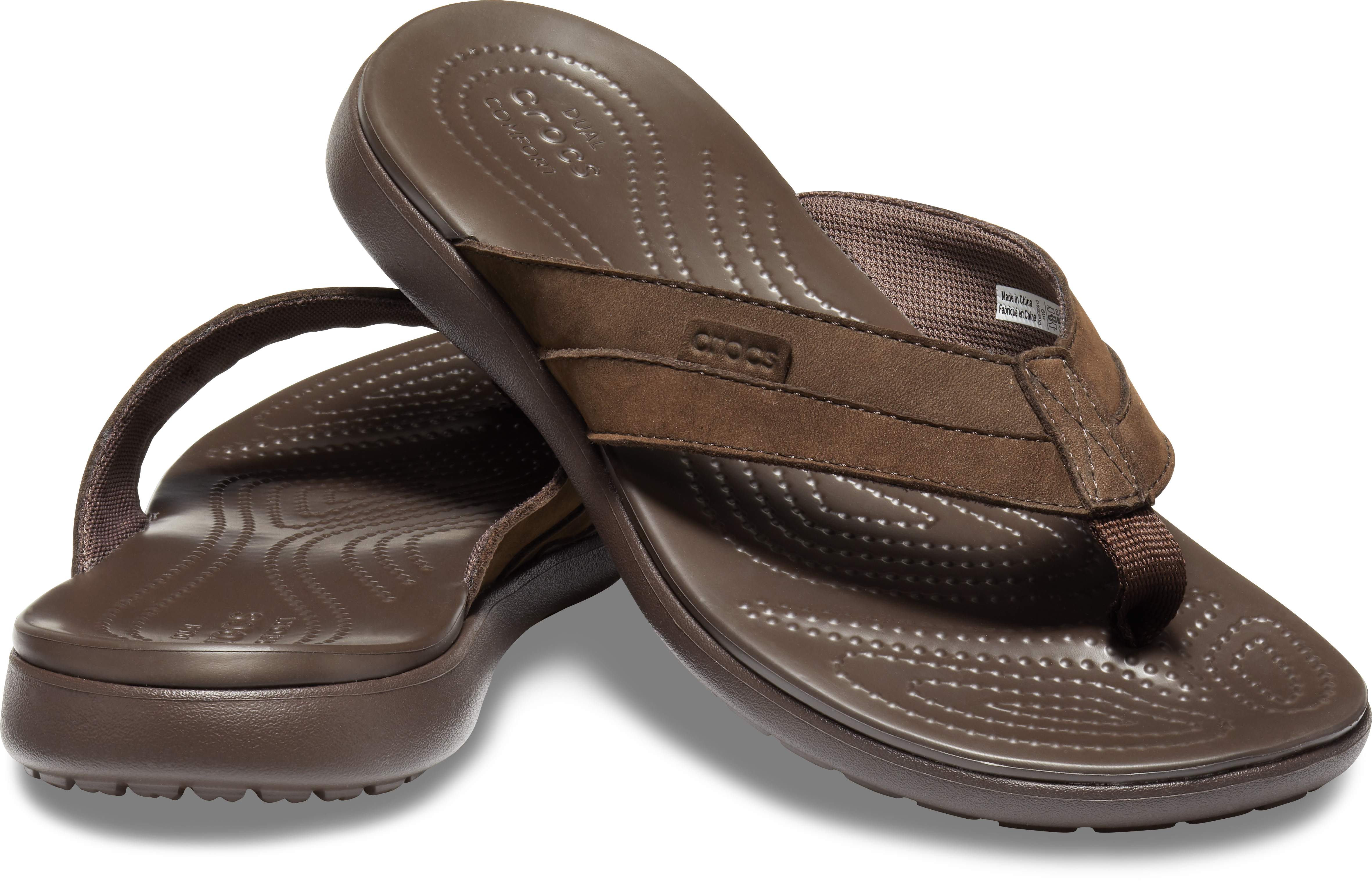 crocs santa cruz leather flip flops