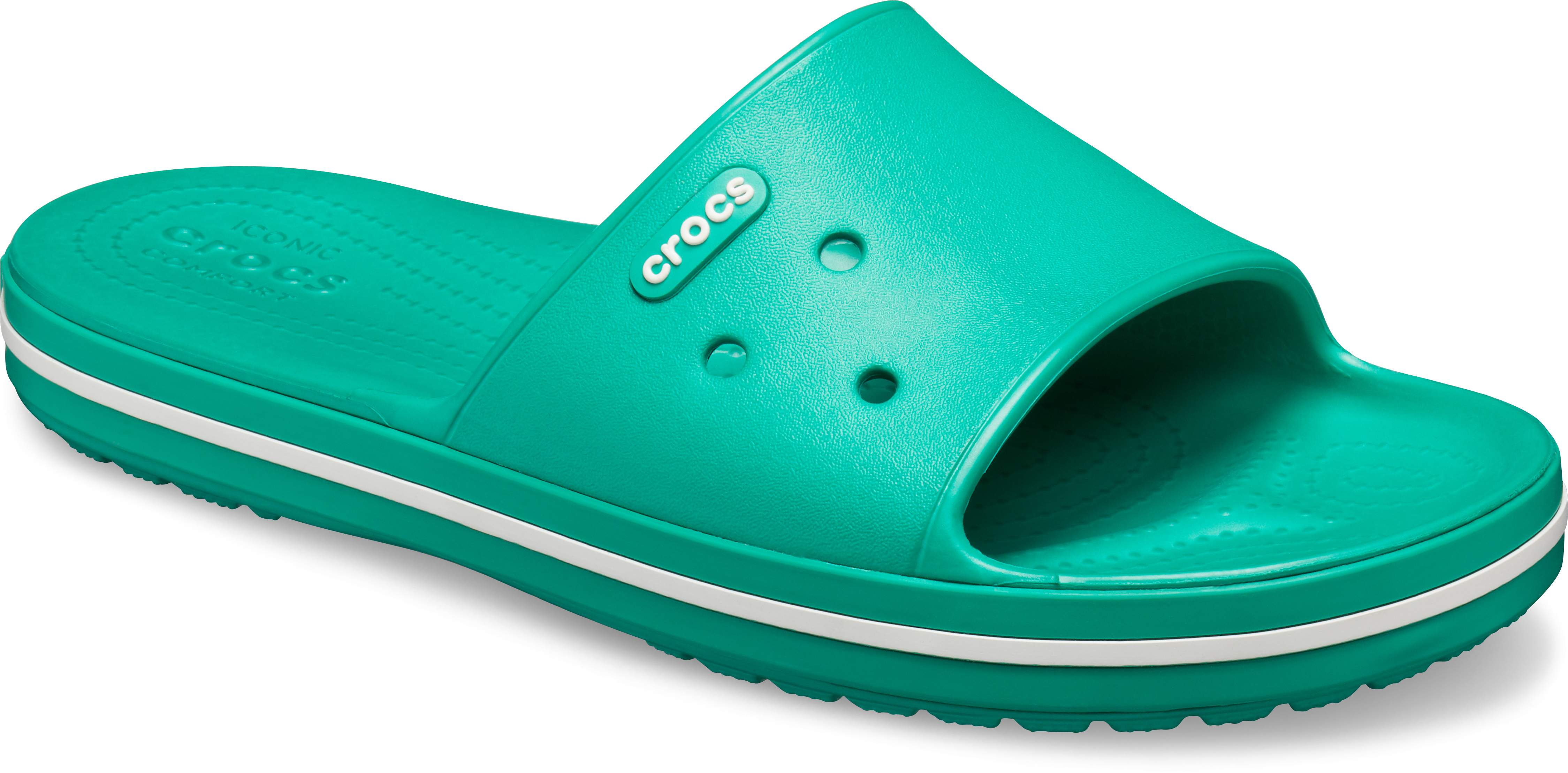 mint green croc slides