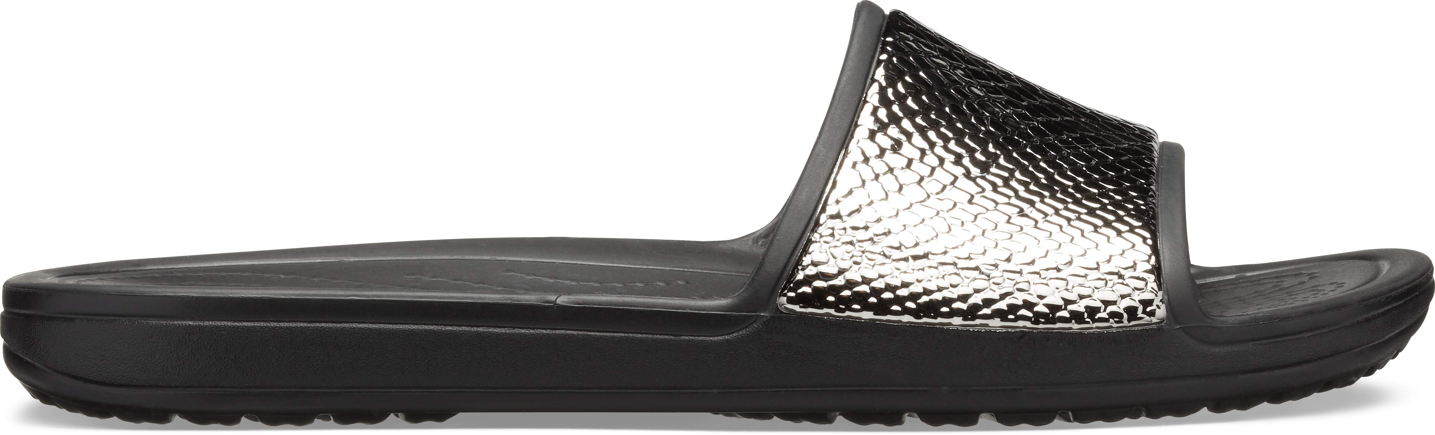 women's crocs sloane metallic texture slide