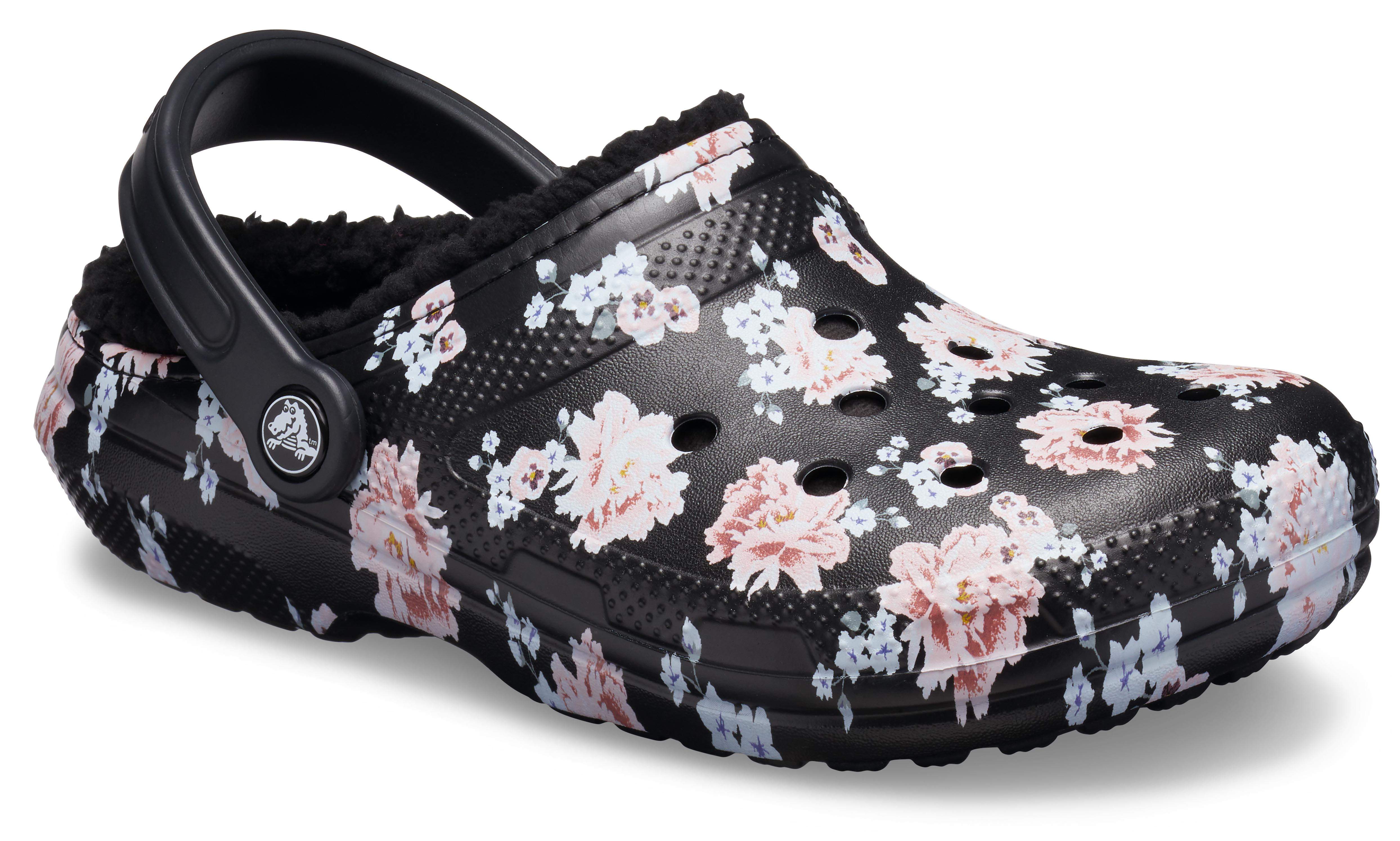 crocs black floral