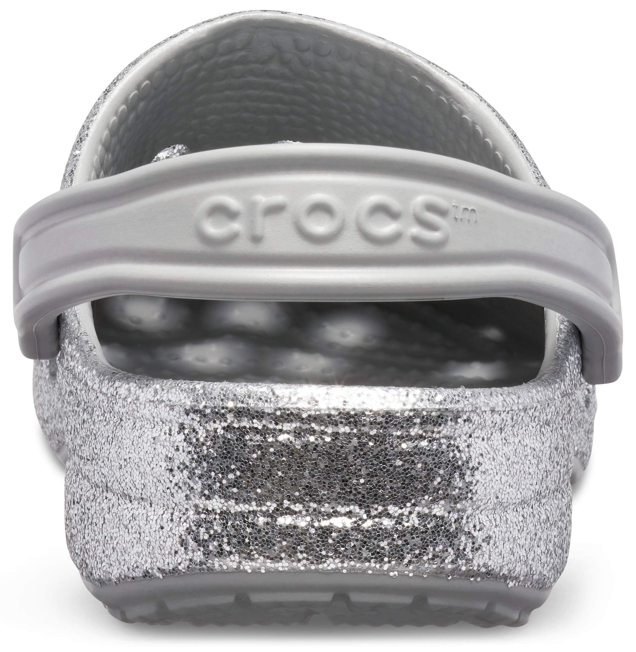 silver sparkly crocs