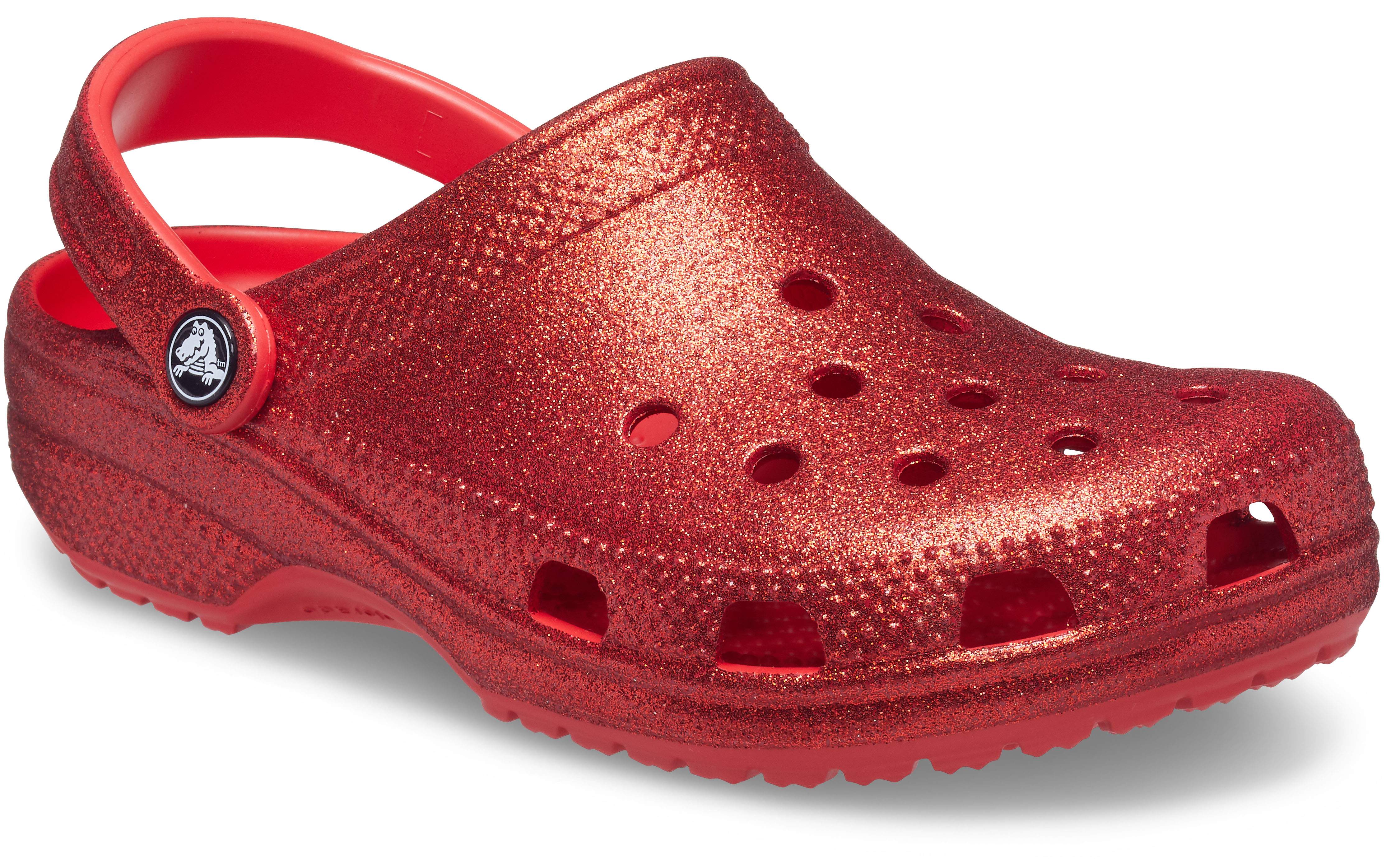 red glitter crocs