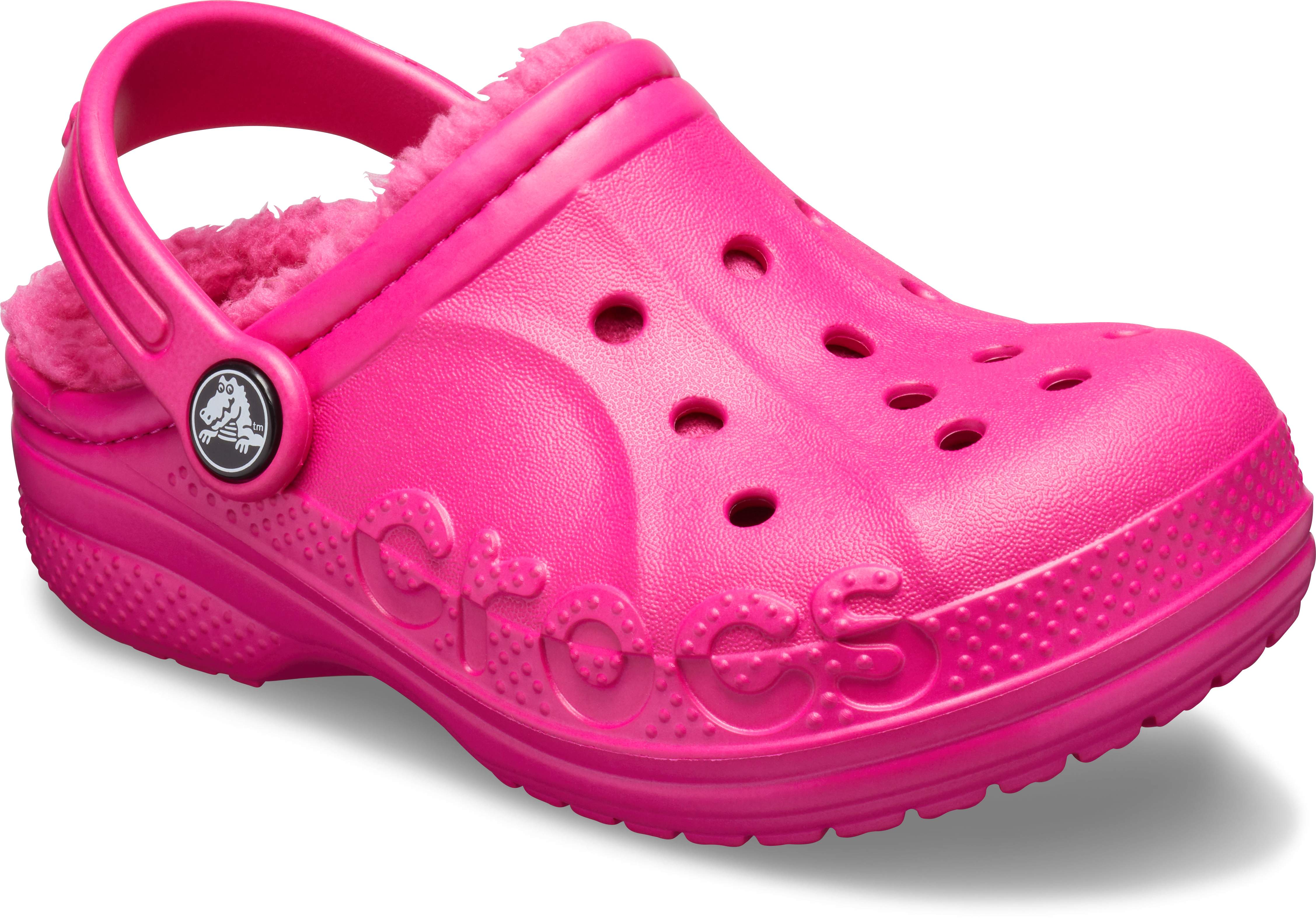 lined crocs pink