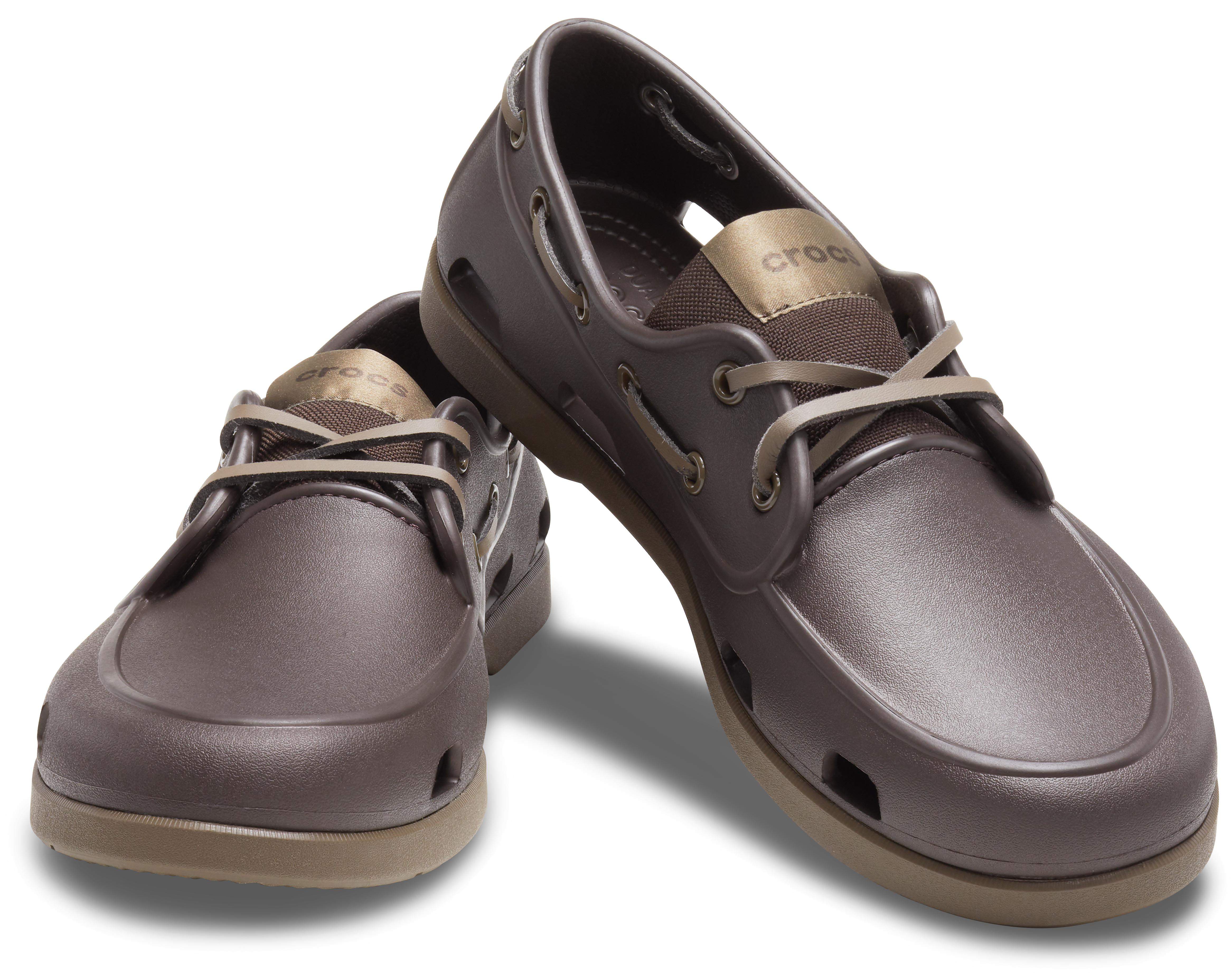 crocs leather boat shoes