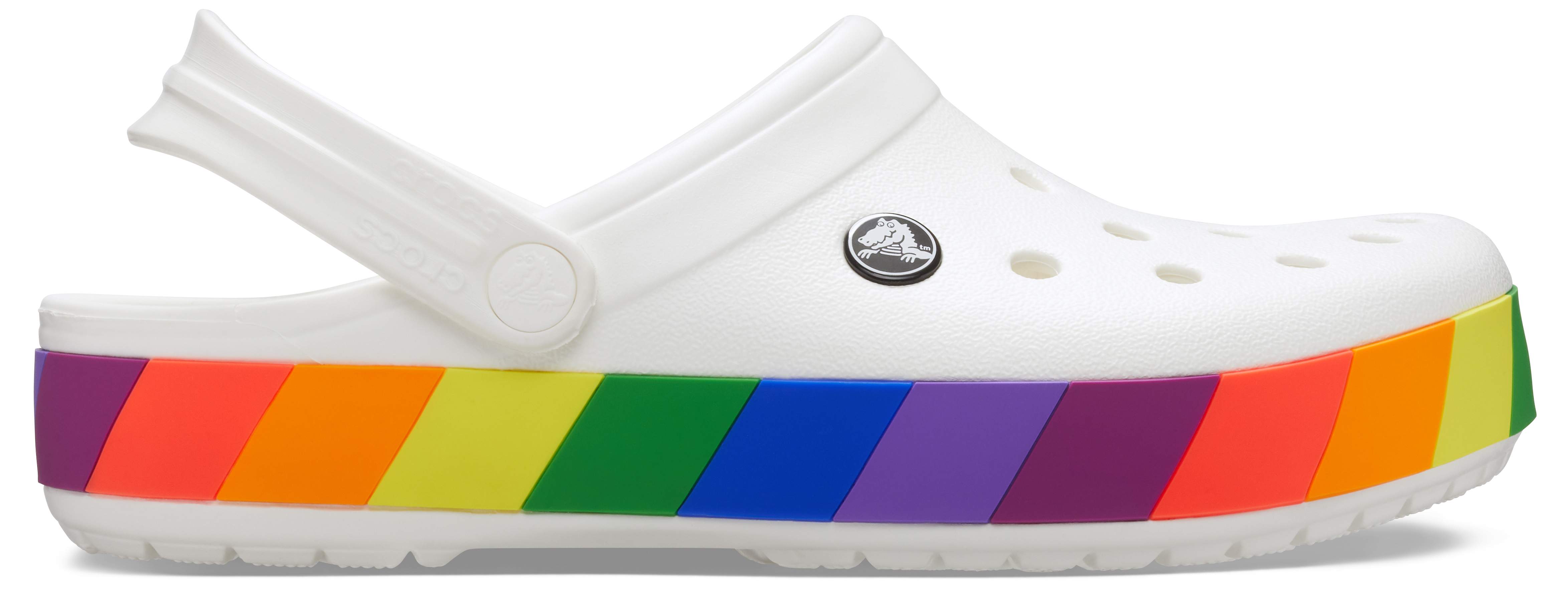 crocs white and rainbow