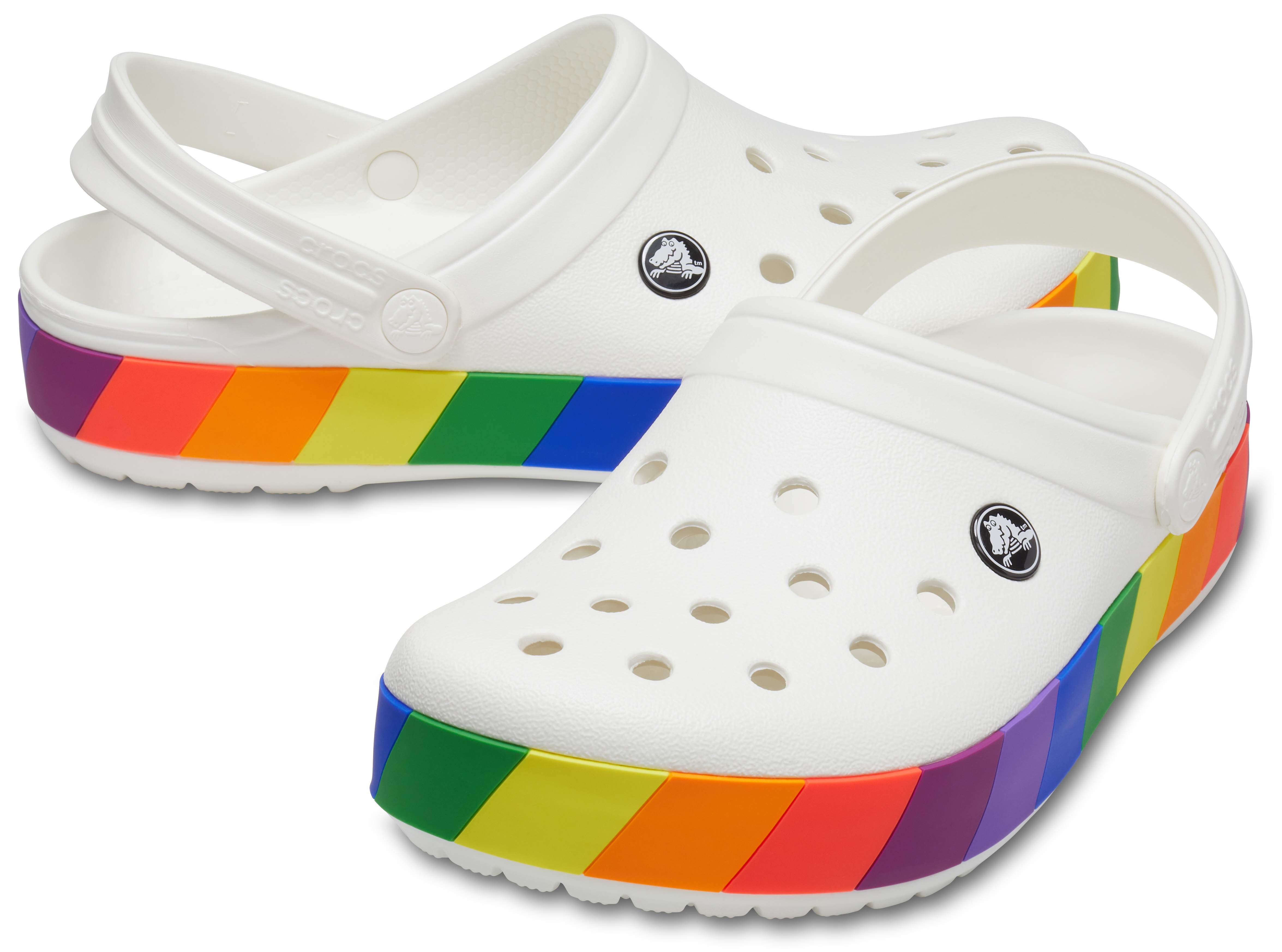 rainbow band crocs