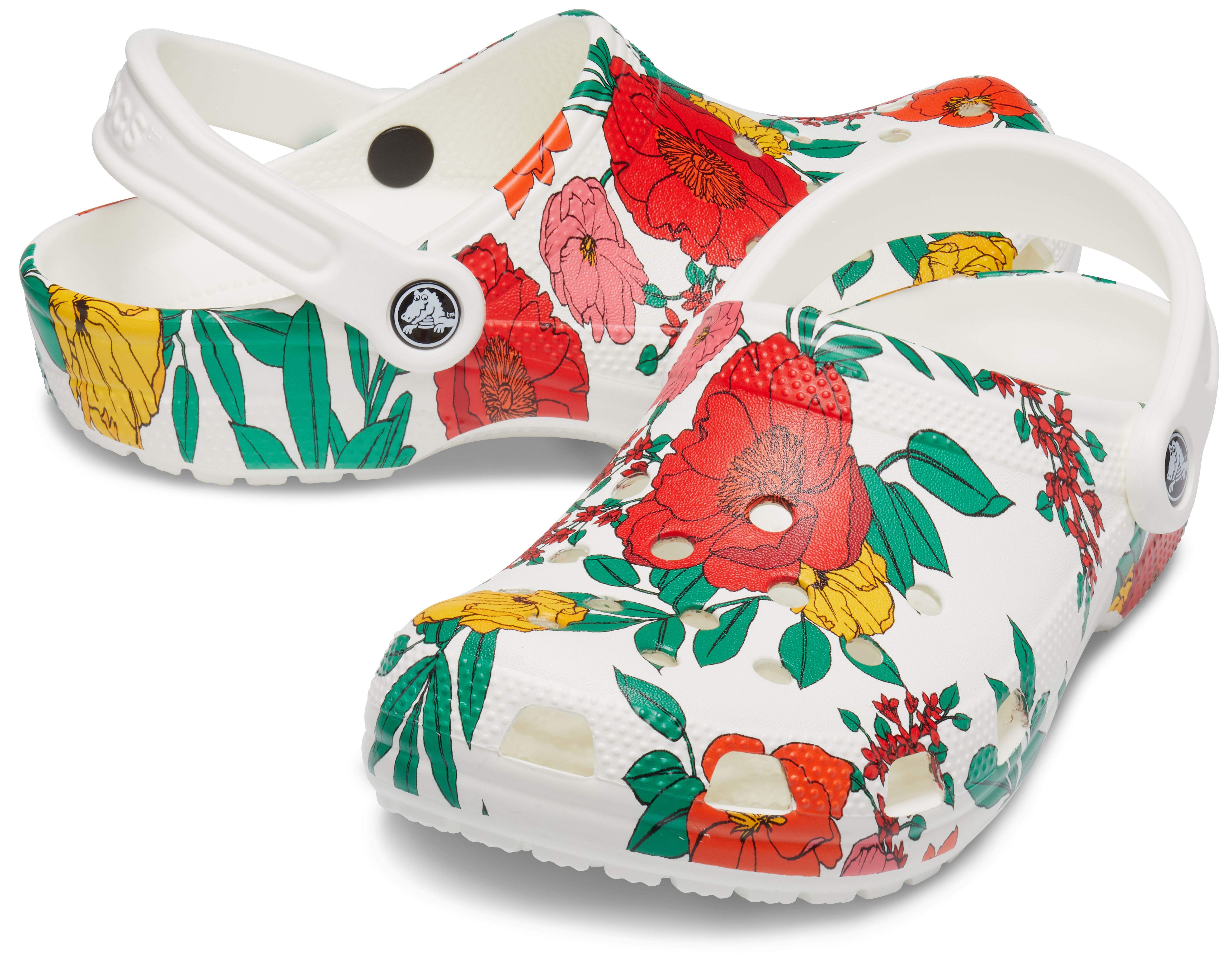 floral print crocs