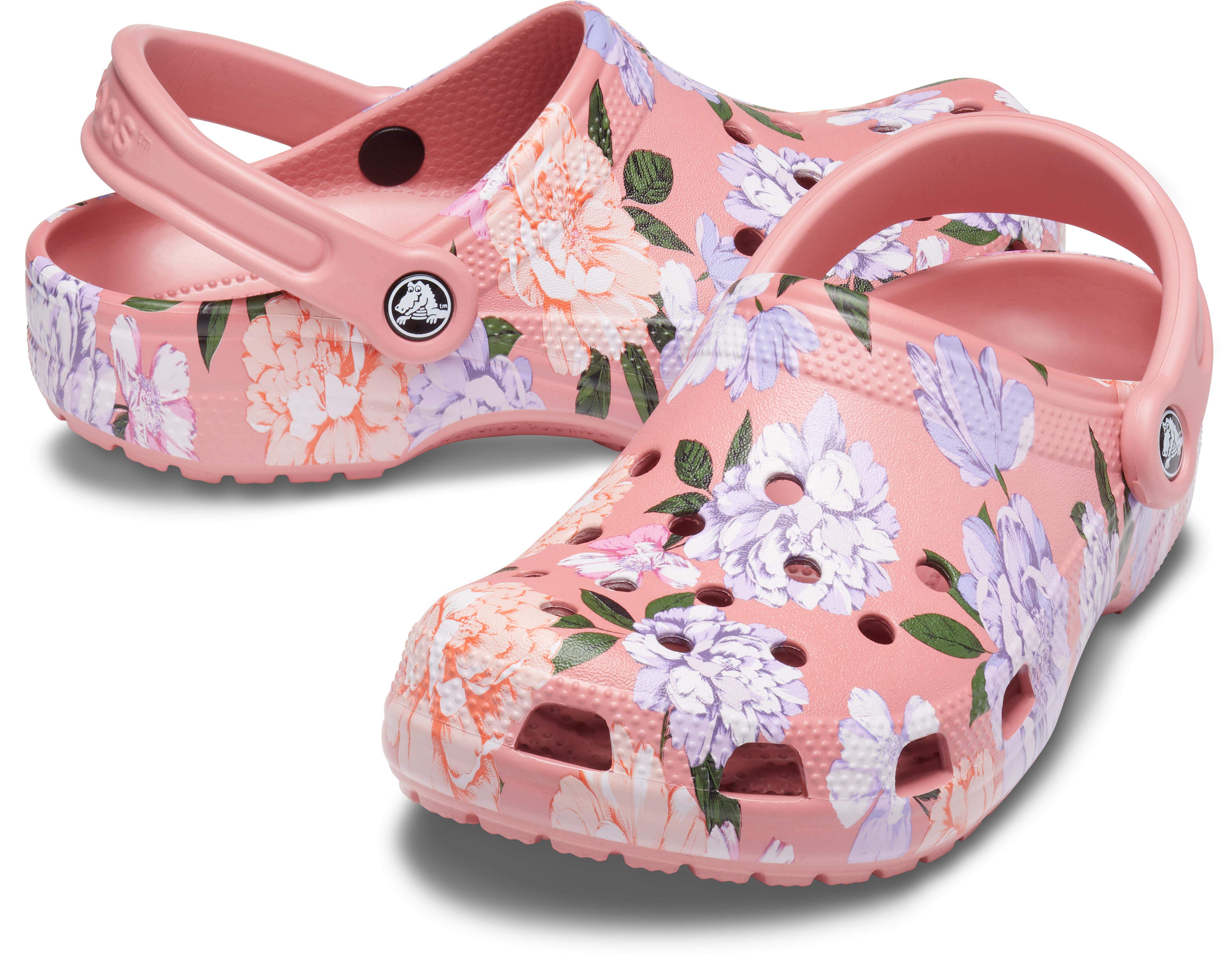 floral print crocs