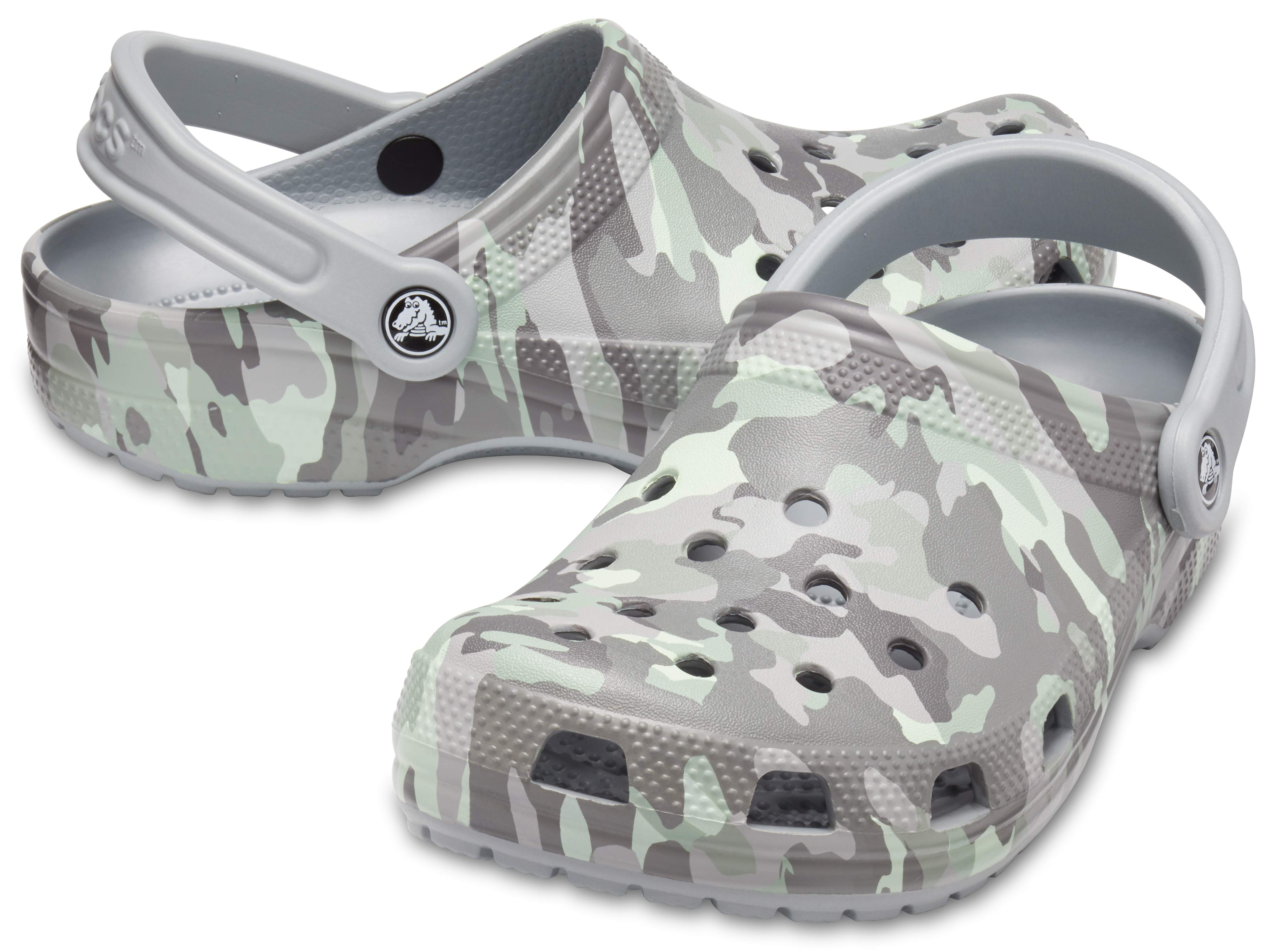 grey camo croc sneakers