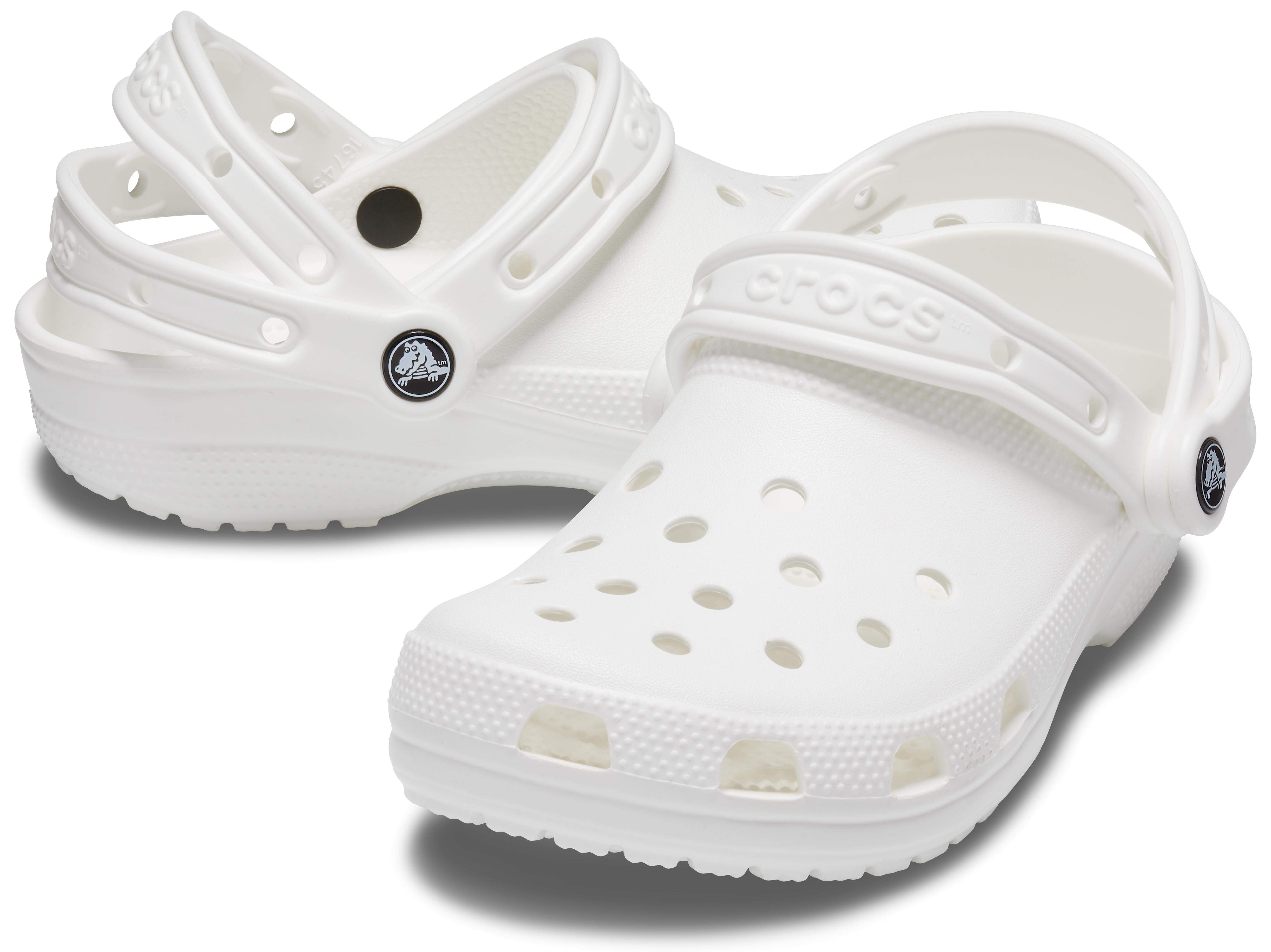 white crocs with 3 straps