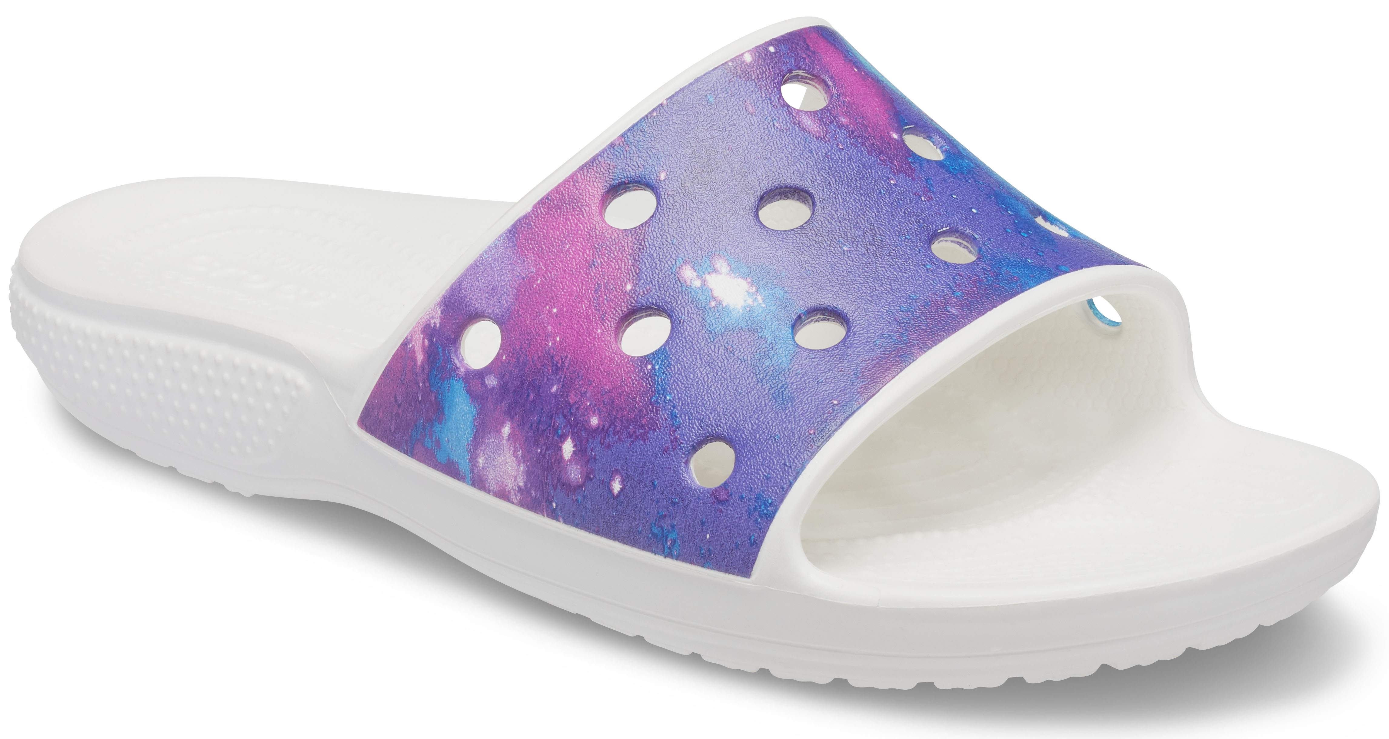 purple croc slides