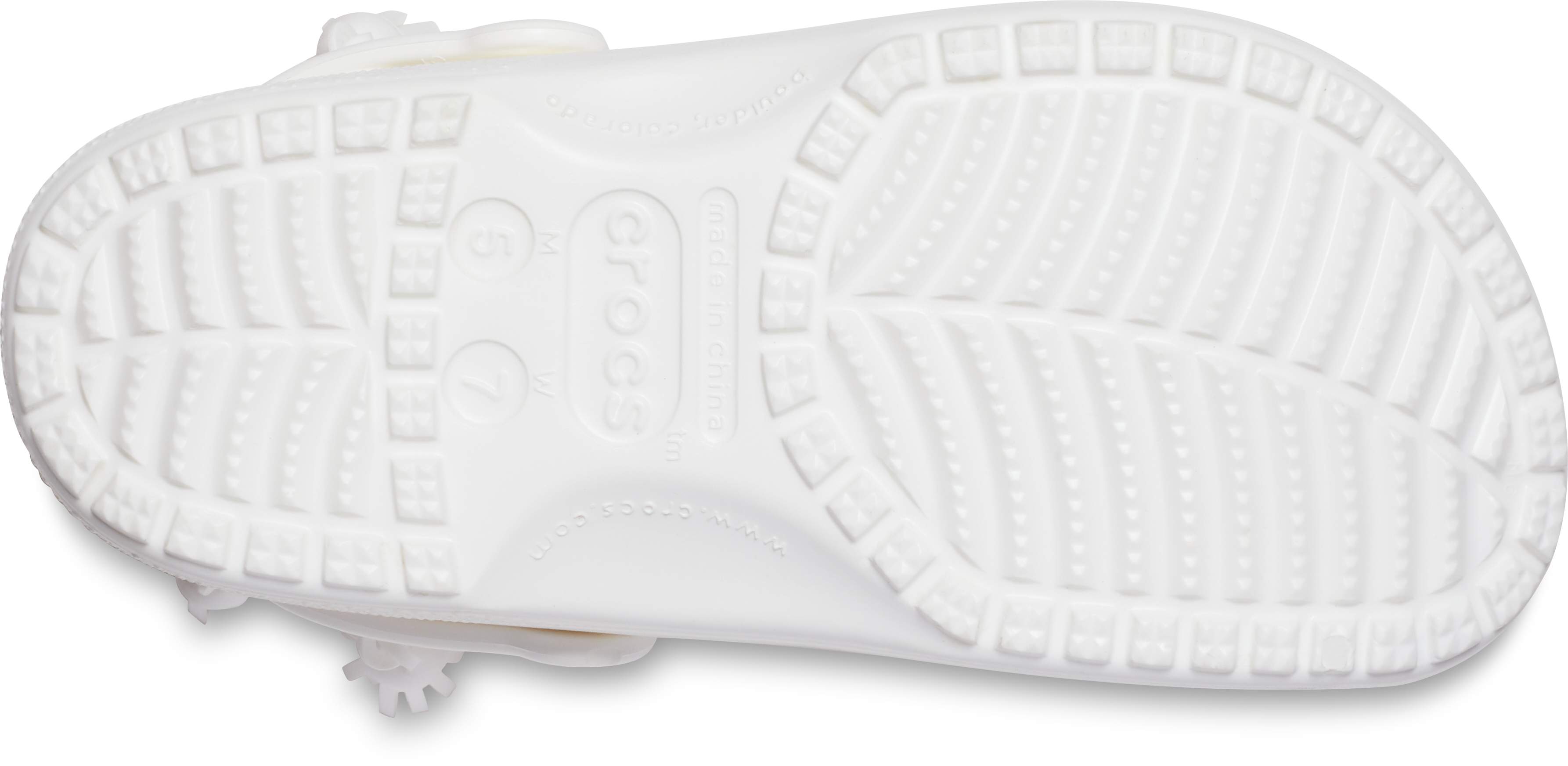 white iridescent crocs