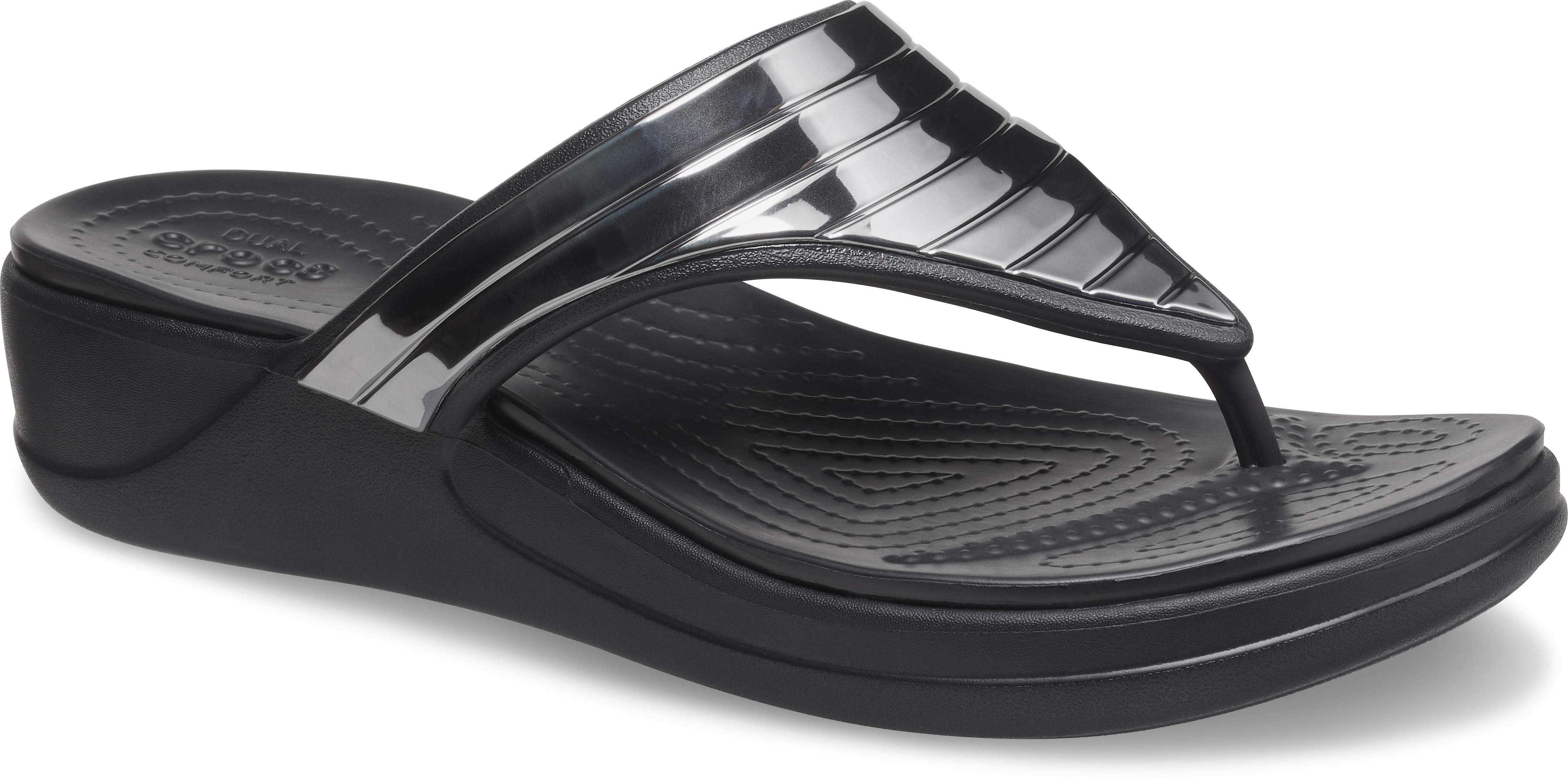 women's crocs monterey metallic wedge flip