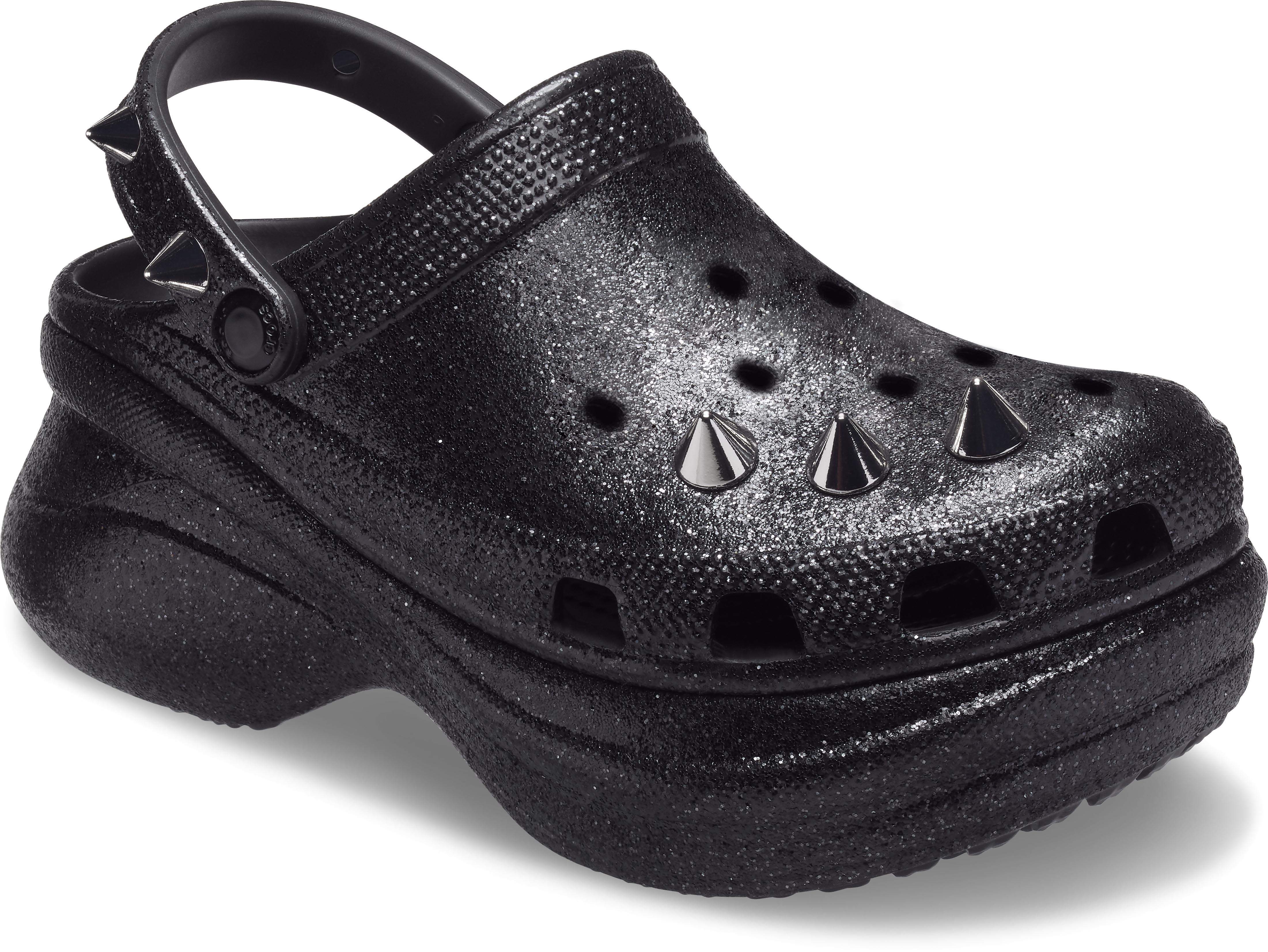 glitter black crocs