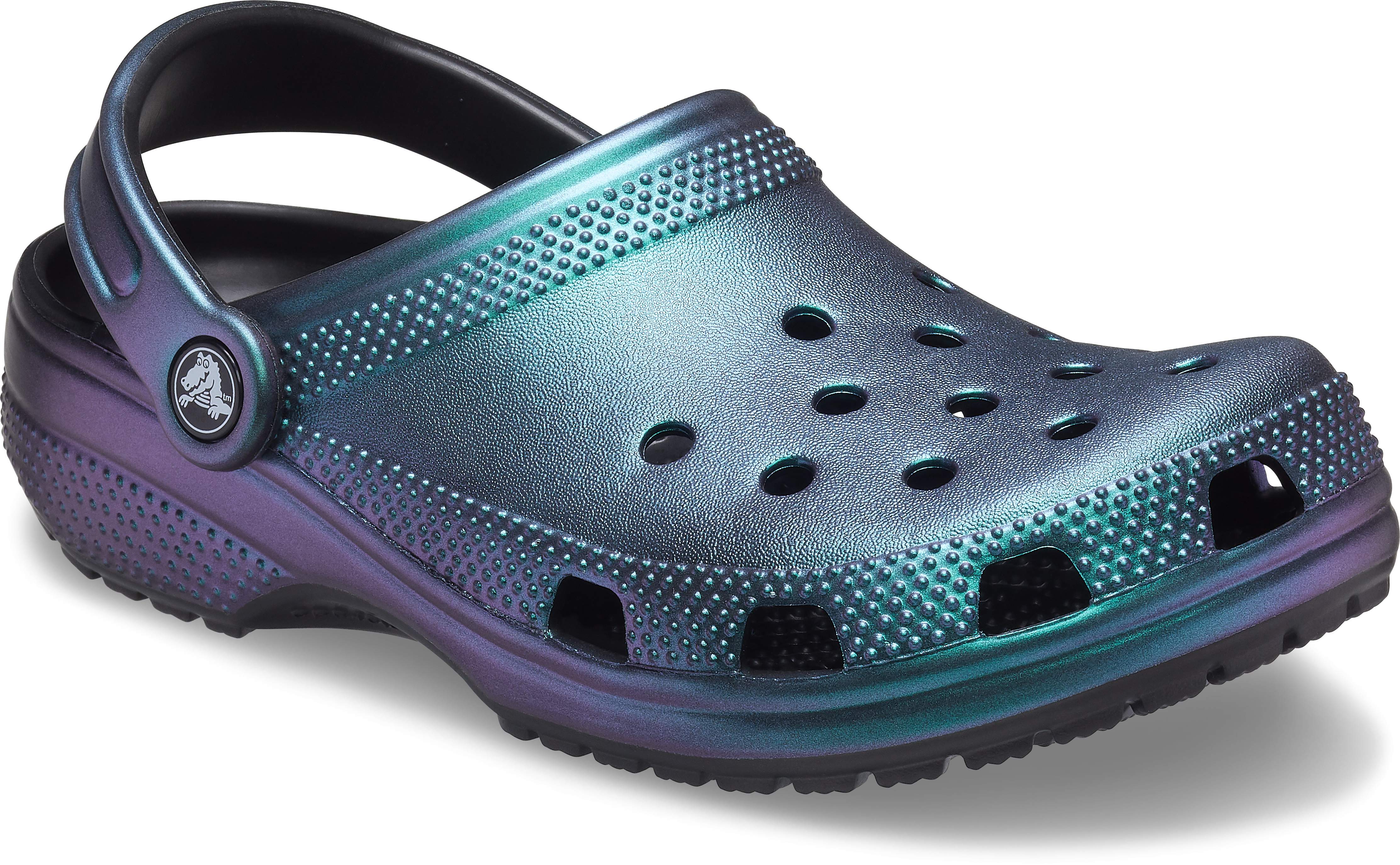 teal color crocs