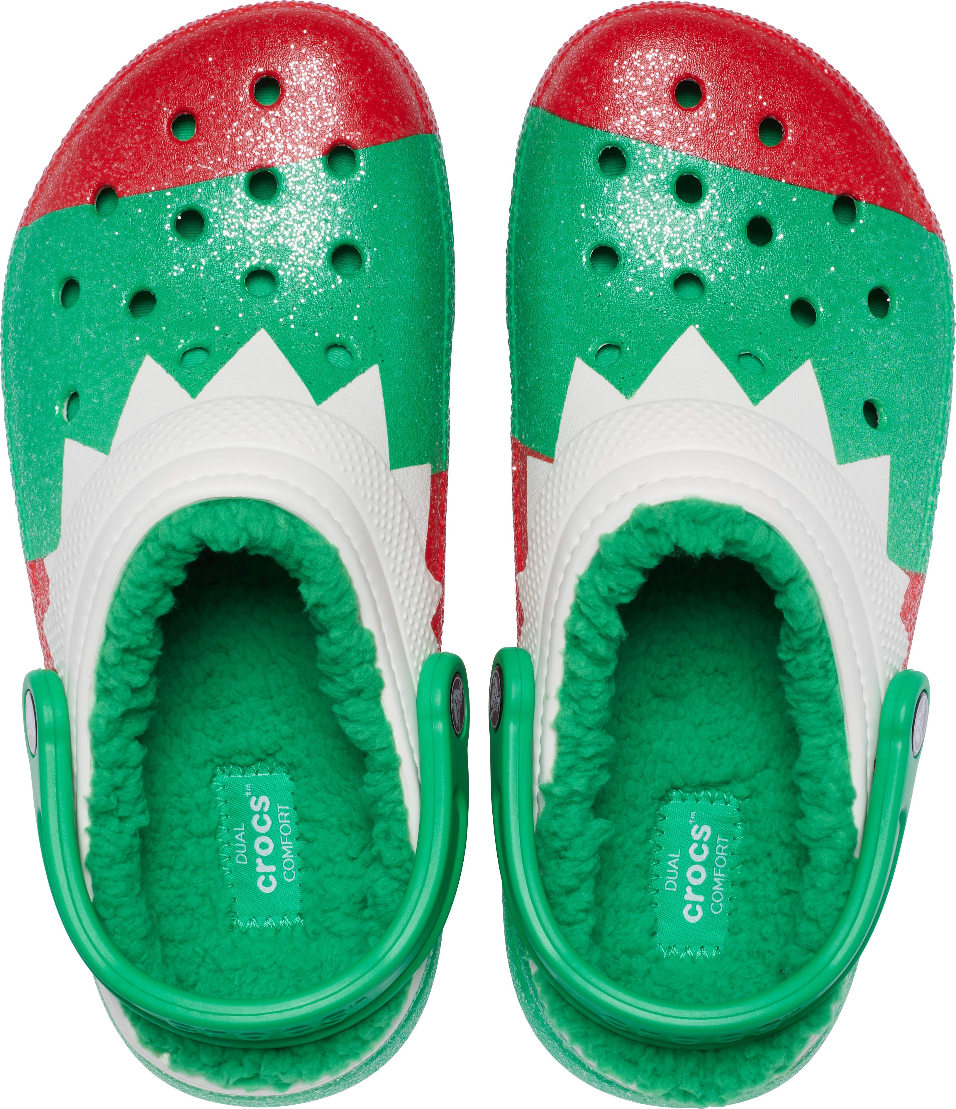 teal lined crocs