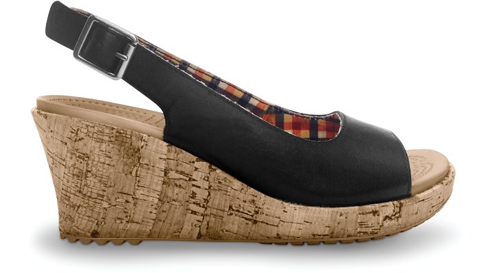 NWT Womens Crocs A-Leigh Mini Wedge Leather Strap Sandals SZ: 4, 9, 11 ...