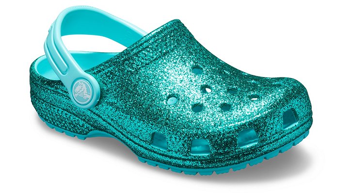 light blue glitter crocs