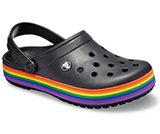platform crocs rainbow