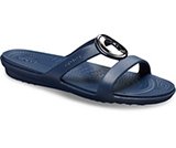 crocs women's sanrah metal block slide sandal